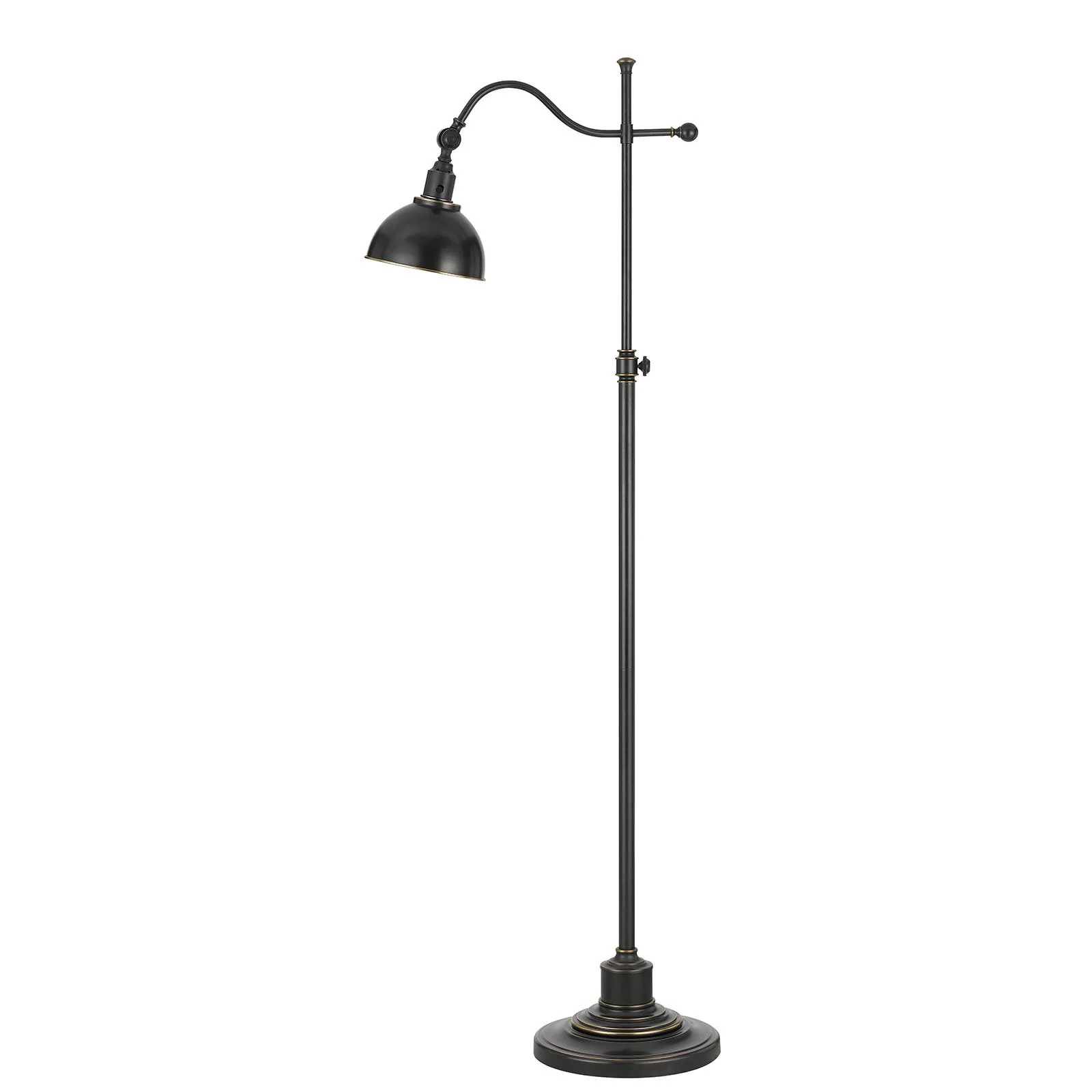 Bronze Adjustable Traditional Shaped Floor Lamp With Black Dome Shade By Homeroots - Image 6