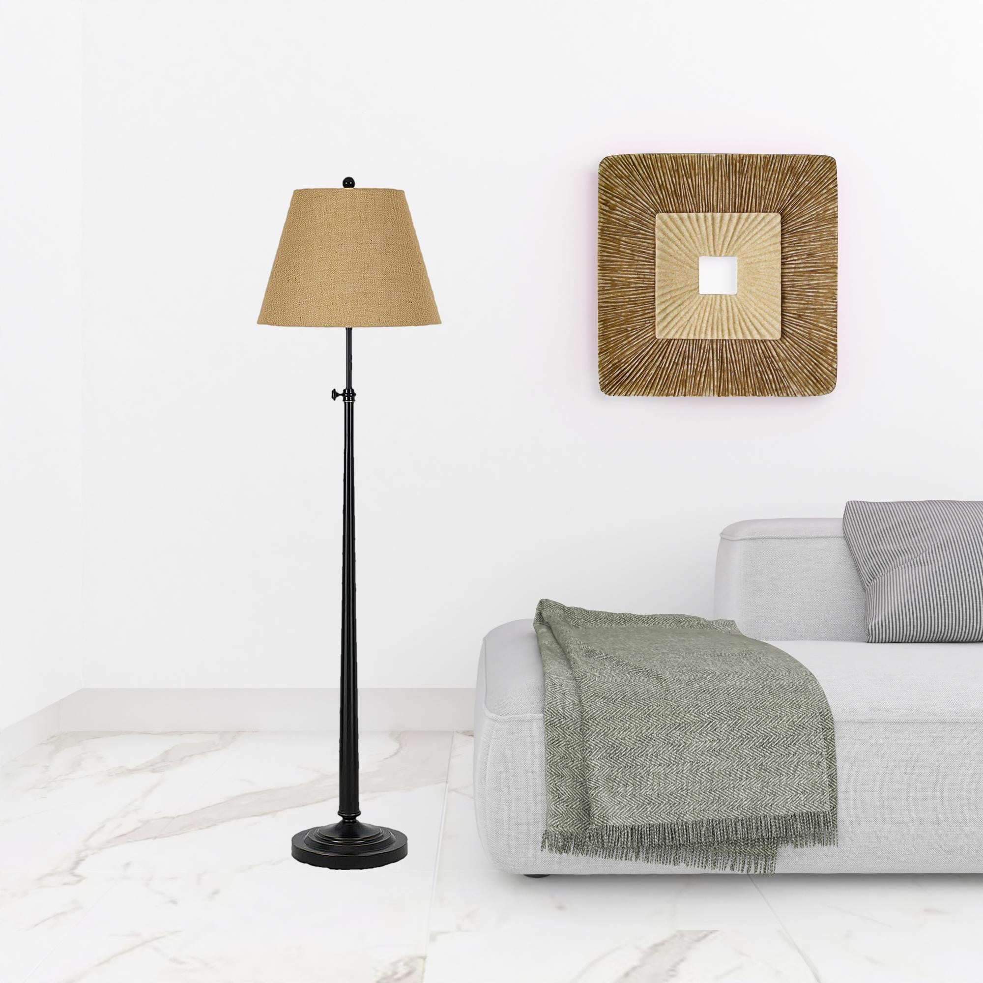 Bronze Adjustable Traditional Shaped Floor Lamp With Brown Empire Shade By Homeroots - Image 2