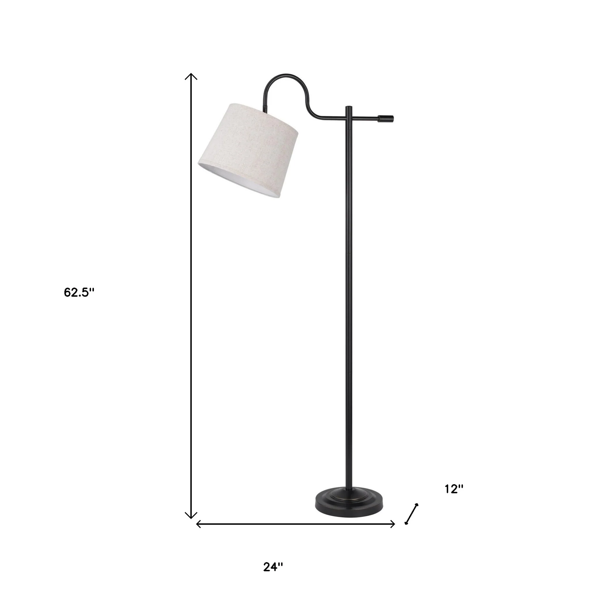 Bronze Adjustable Traditional Shaped Floor Lamp With Gray Square Shade By Homeroots - Image 5