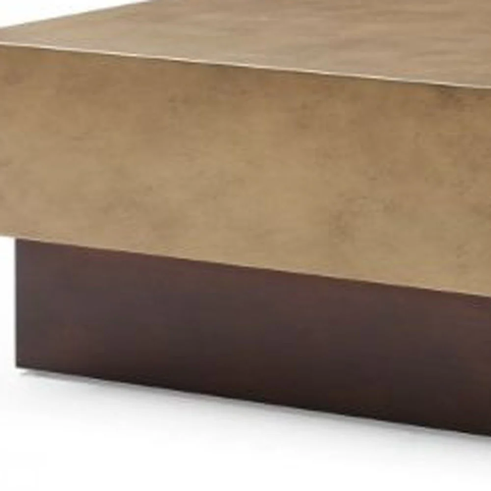 Bronze and Brown Copper And Steel Square Block Coffee Table By Homeroots - Image 3