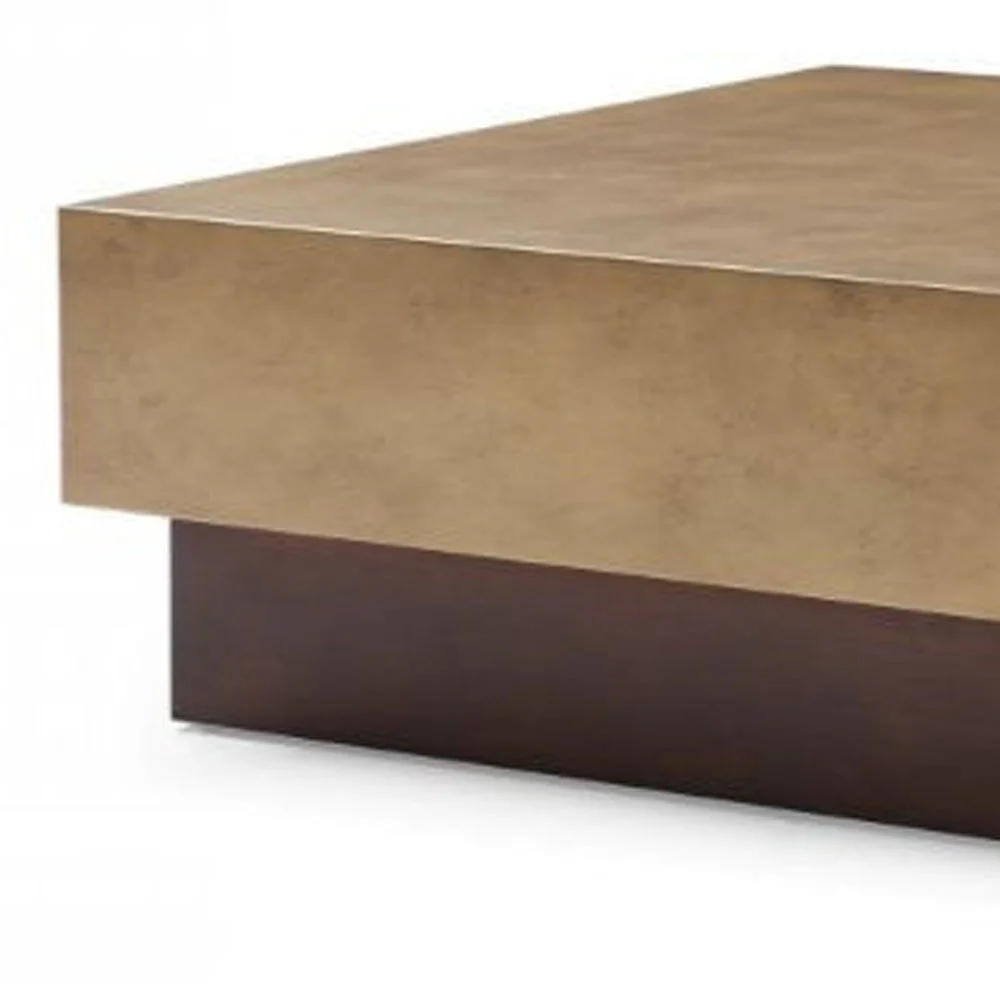 Bronze and Brown Copper And Steel Square Block Coffee Table By Homeroots - Image 4