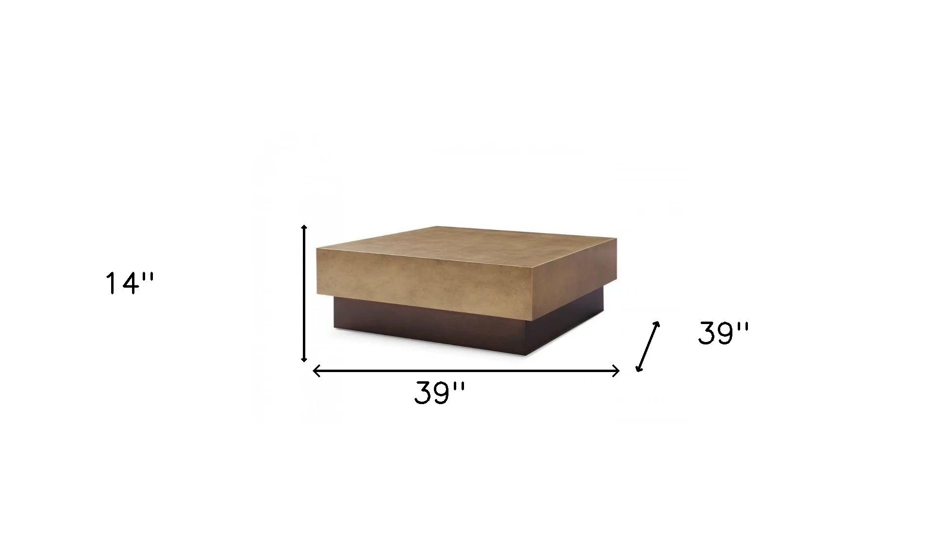 Bronze and Brown Copper And Steel Square Block Coffee Table By Homeroots - Image 5