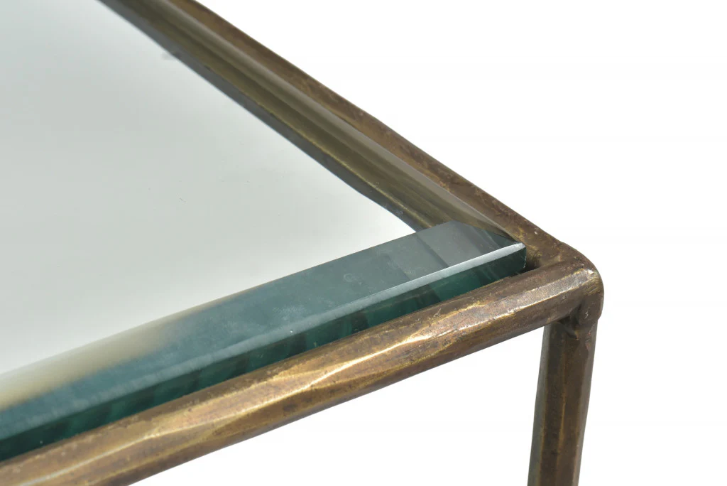 Bronze And Clear Glass And Iron Square End Table With Two Shelves By Homeroots - Image 3