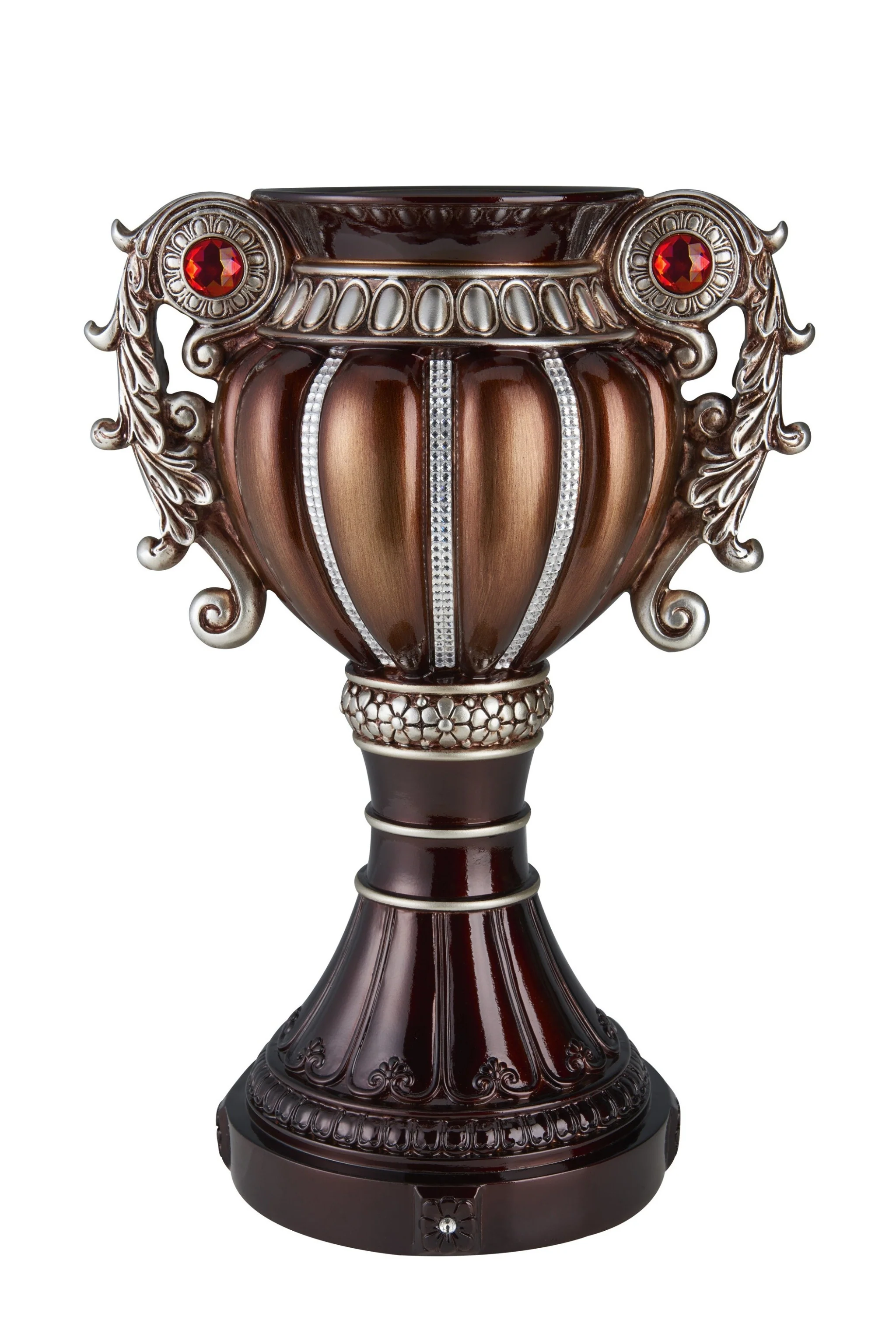 Bronze and Silver Floral Urn Polyresin Table Vase With Stones By Homeroots - Image 3
