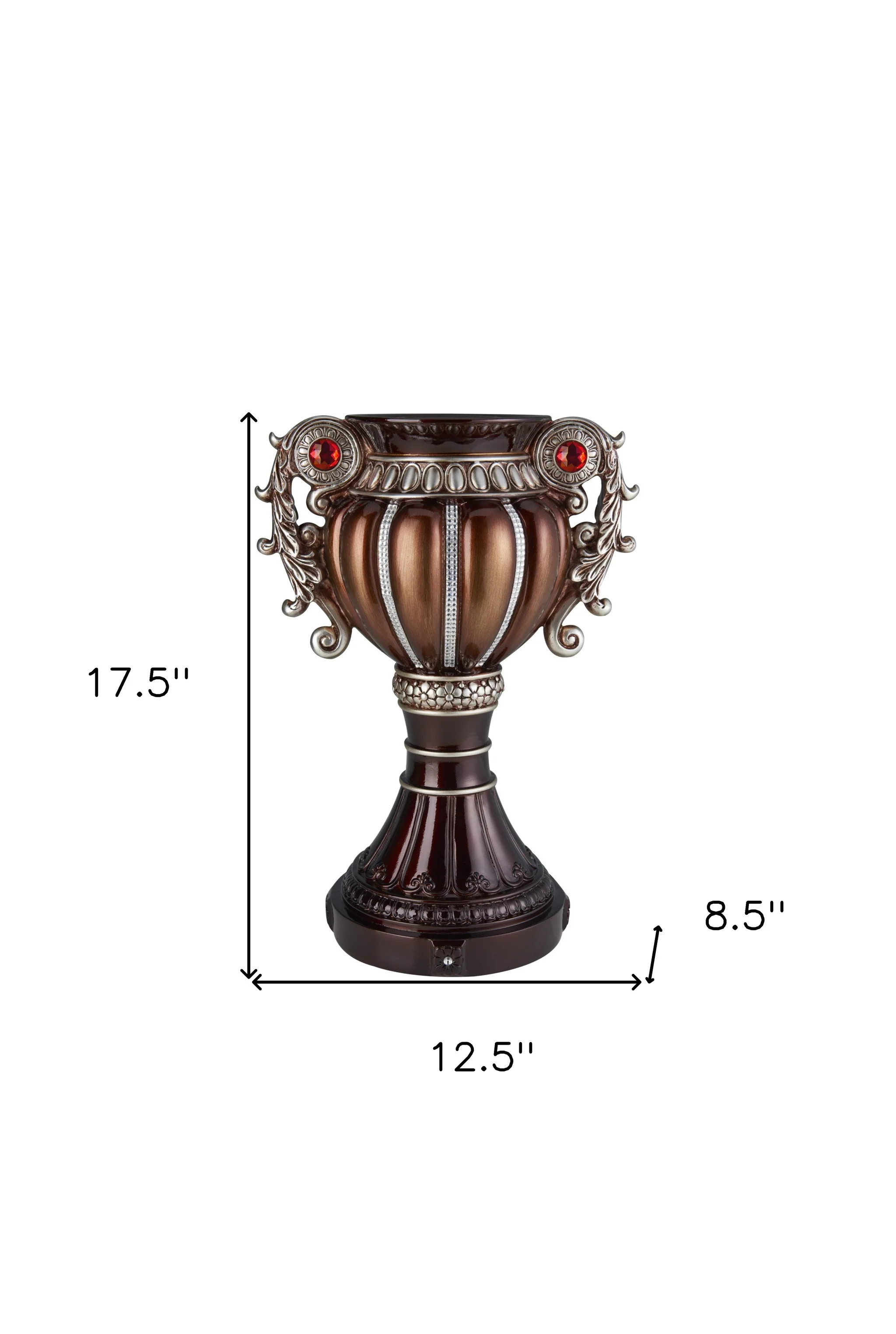 Bronze and Silver Floral Urn Polyresin Table Vase With Stones By Homeroots - Image 6