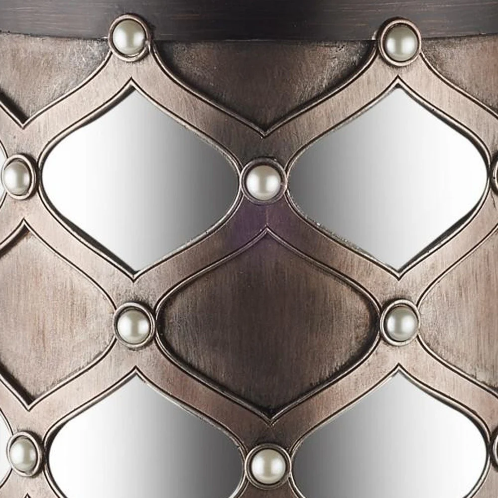 Bronze and Silver with Pearls Floor Hurricane Candle Holder By Homeroots - Image 5