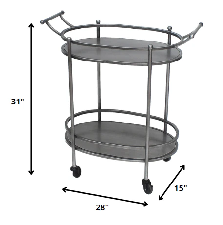 Bronze Antique Oval Service Cart By Homeroots - Image 2
