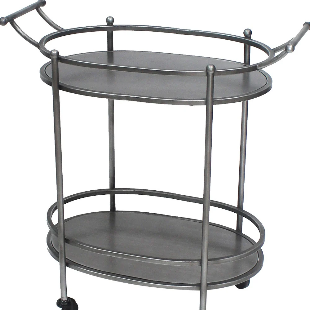 Bronze Antique Oval Service Cart By Homeroots - Image 4