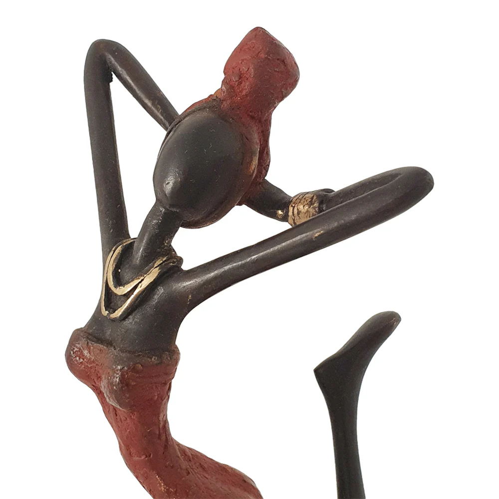 Bronze Figurine of an African Dancer in Red Dress By Homeroots - Image 7