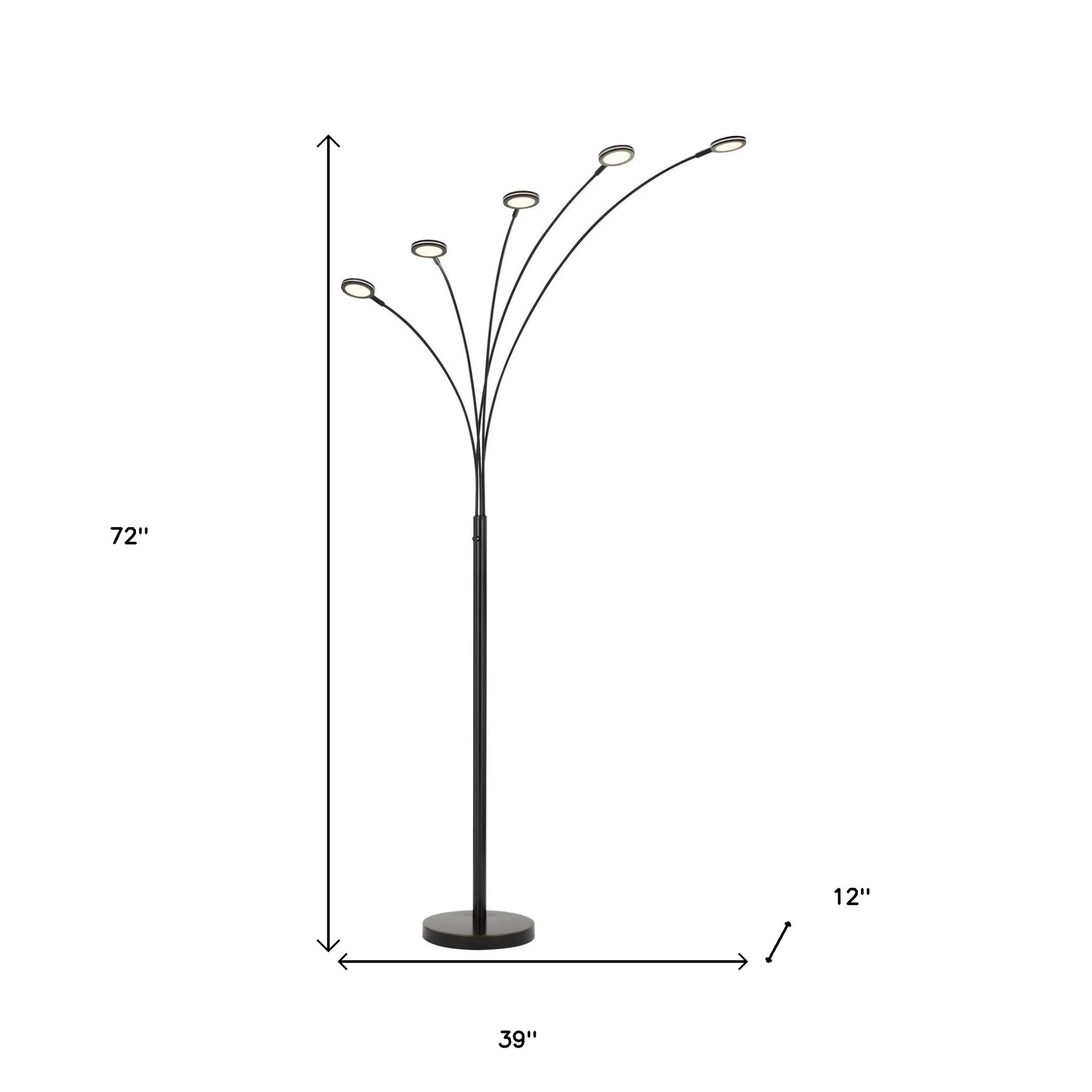 Bronze Five Light LED Arc Floor Lamp By Homeroots - Image 6
