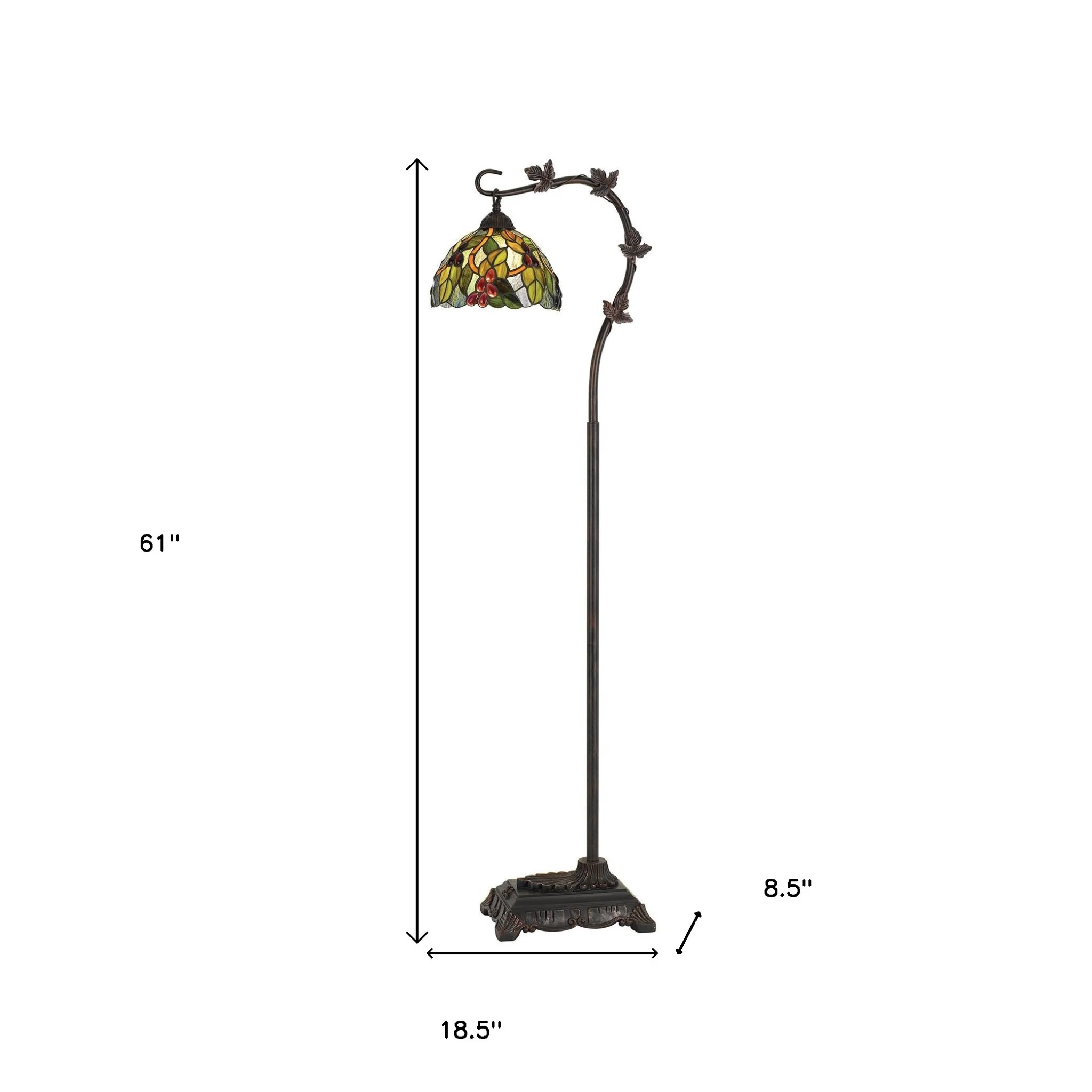 Bronze Floor Lamp With Green And Yellow Glass Dome Shade By Homeroots - Image 5