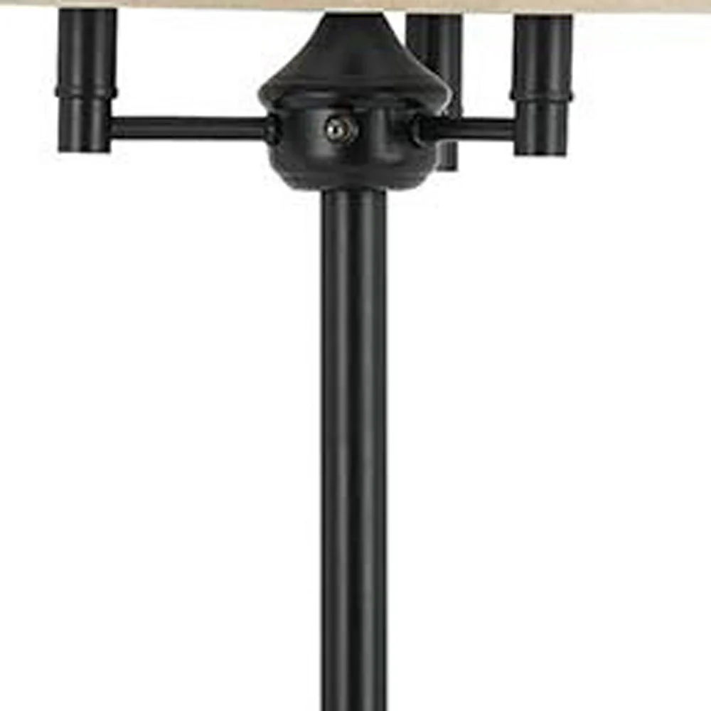 Bronze Four Light Floor Lamp With Beige Fabric Square Shade By Homeroots - Image 4