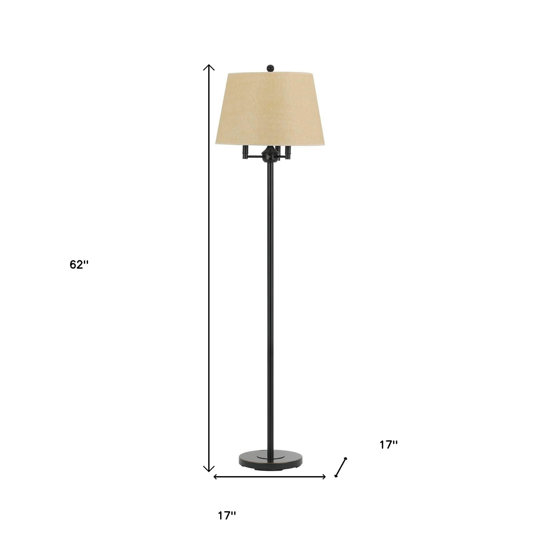 Bronze Four Light Floor Lamp With Beige Fabric Square Shade By Homeroots - Image 5