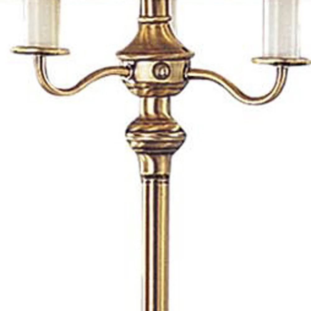 Bronze Four Light Traditional Shaped Floor Lamp With Beige Square Shade By Homeroots - Image 3
