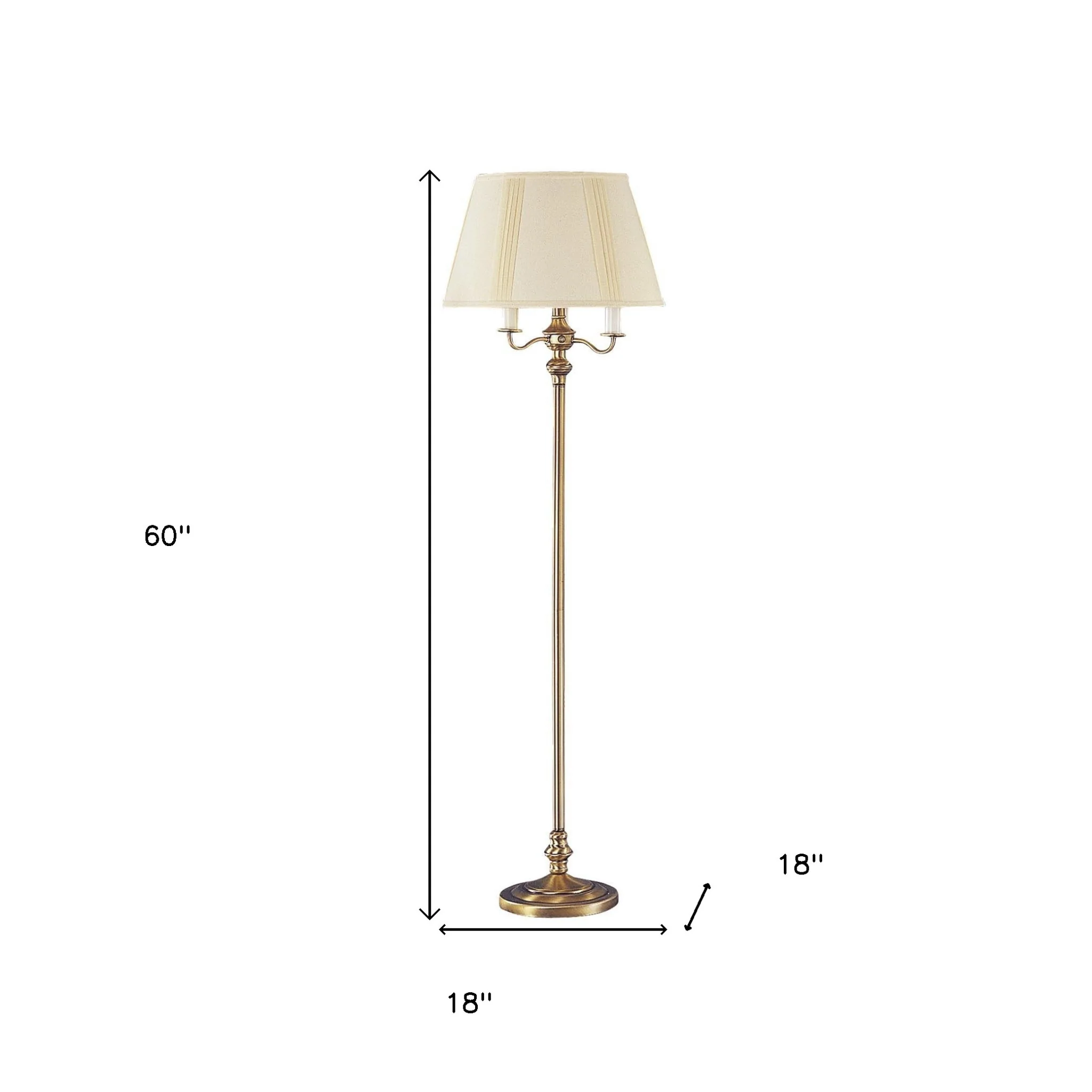 Bronze Four Light Traditional Shaped Floor Lamp With Beige Square Shade By Homeroots - Image 5