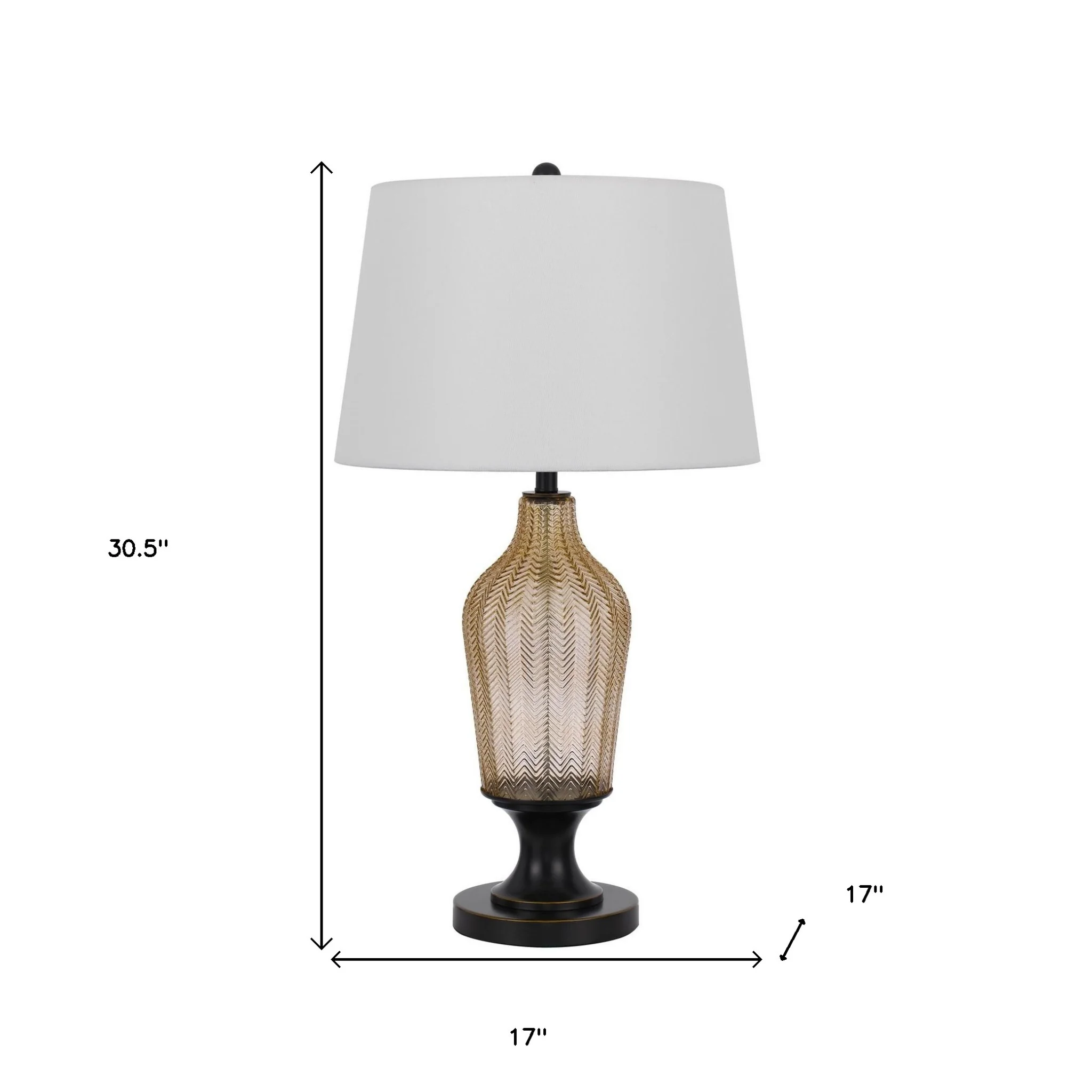Bronze Glass Table Lamp With White Empire Shade By Homeroots - Image 4