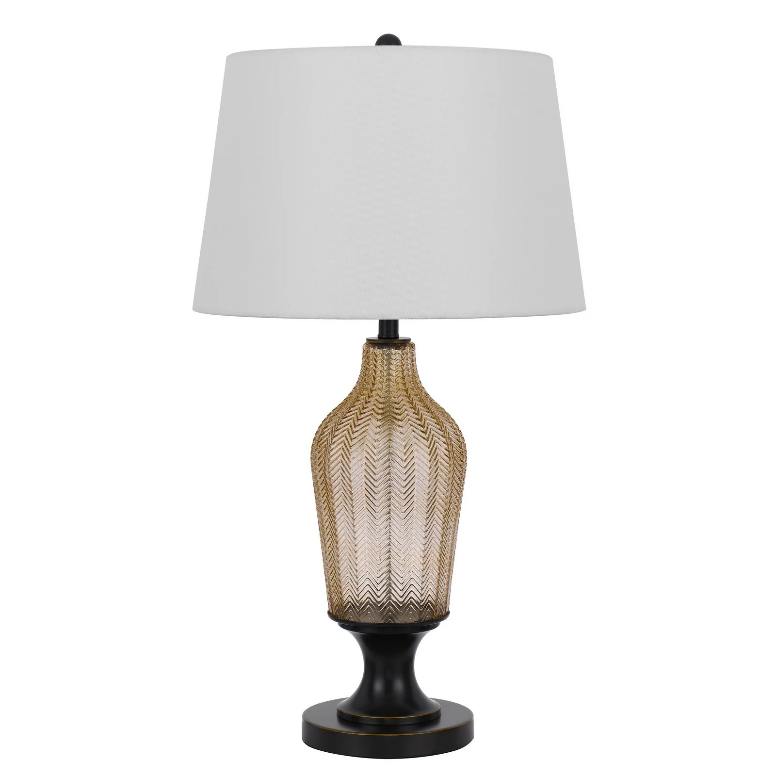Bronze Glass Table Lamp With White Empire Shade By Homeroots - Image 5