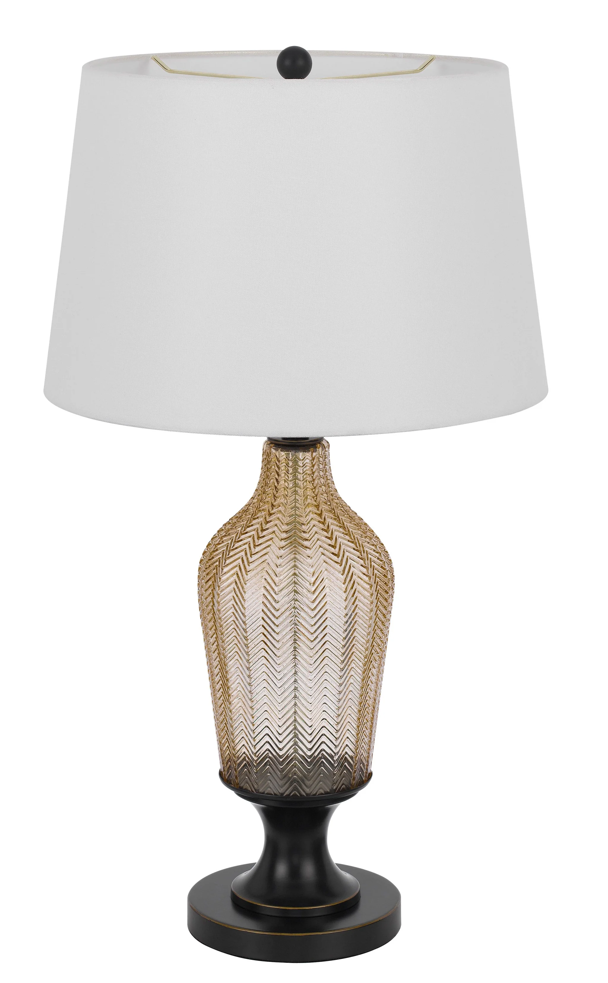 Bronze Glass Table Lamp With White Empire Shade By Homeroots - Image 6