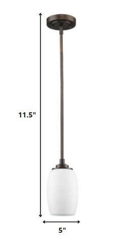 Bronze Hanging Light with Frosted Glass Shade By Homeroots - Image 2