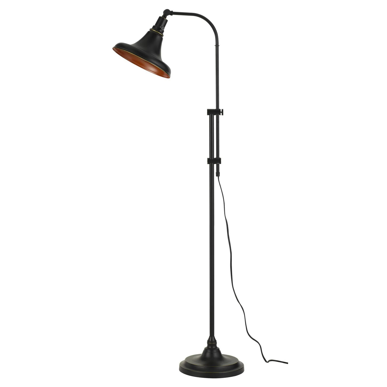 Bronze Metal Adjustable Floor Lamp With Bronze Metal Dome Shade By Homeroots - Image 2