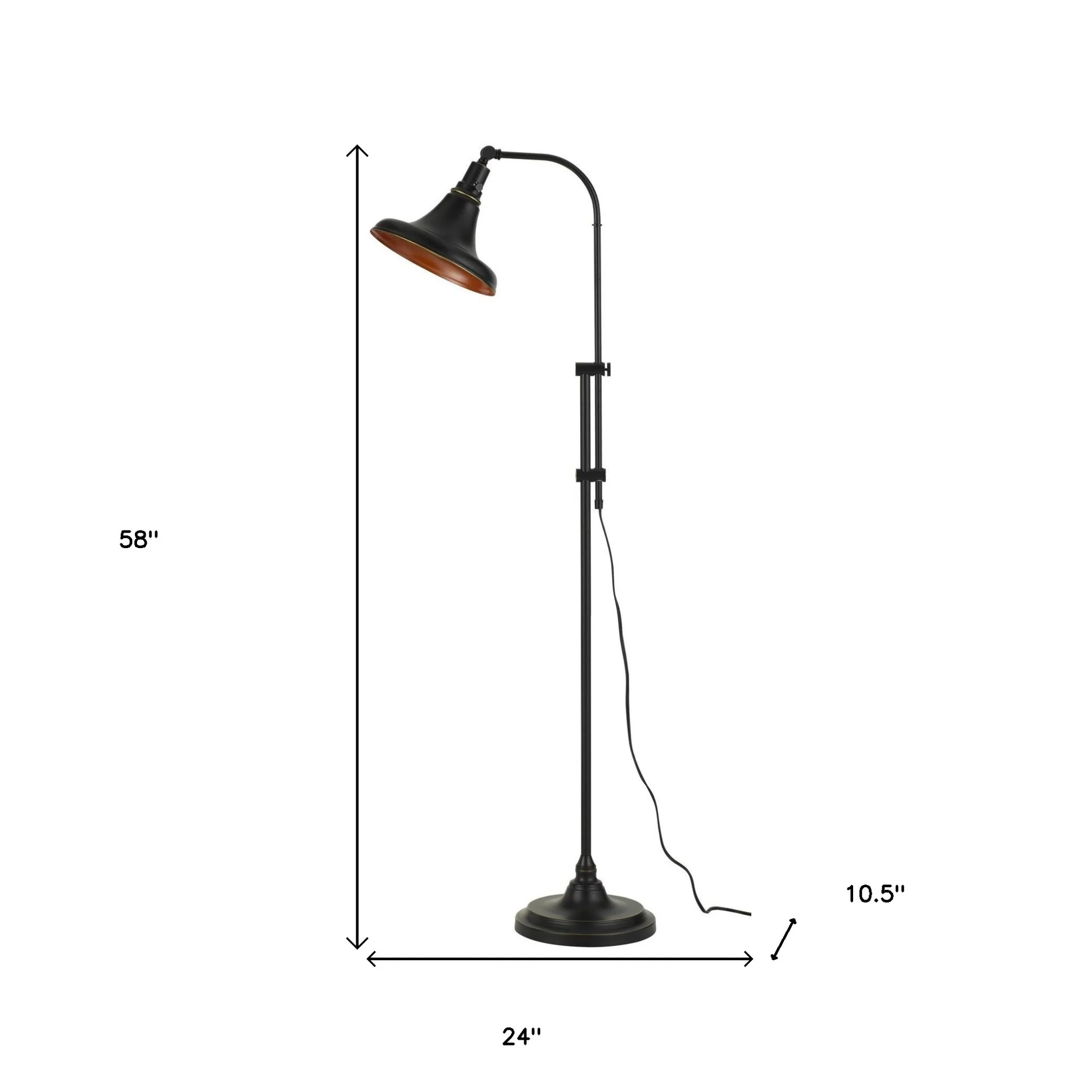 Bronze Metal Adjustable Floor Lamp With Bronze Metal Dome Shade By Homeroots - Image 6