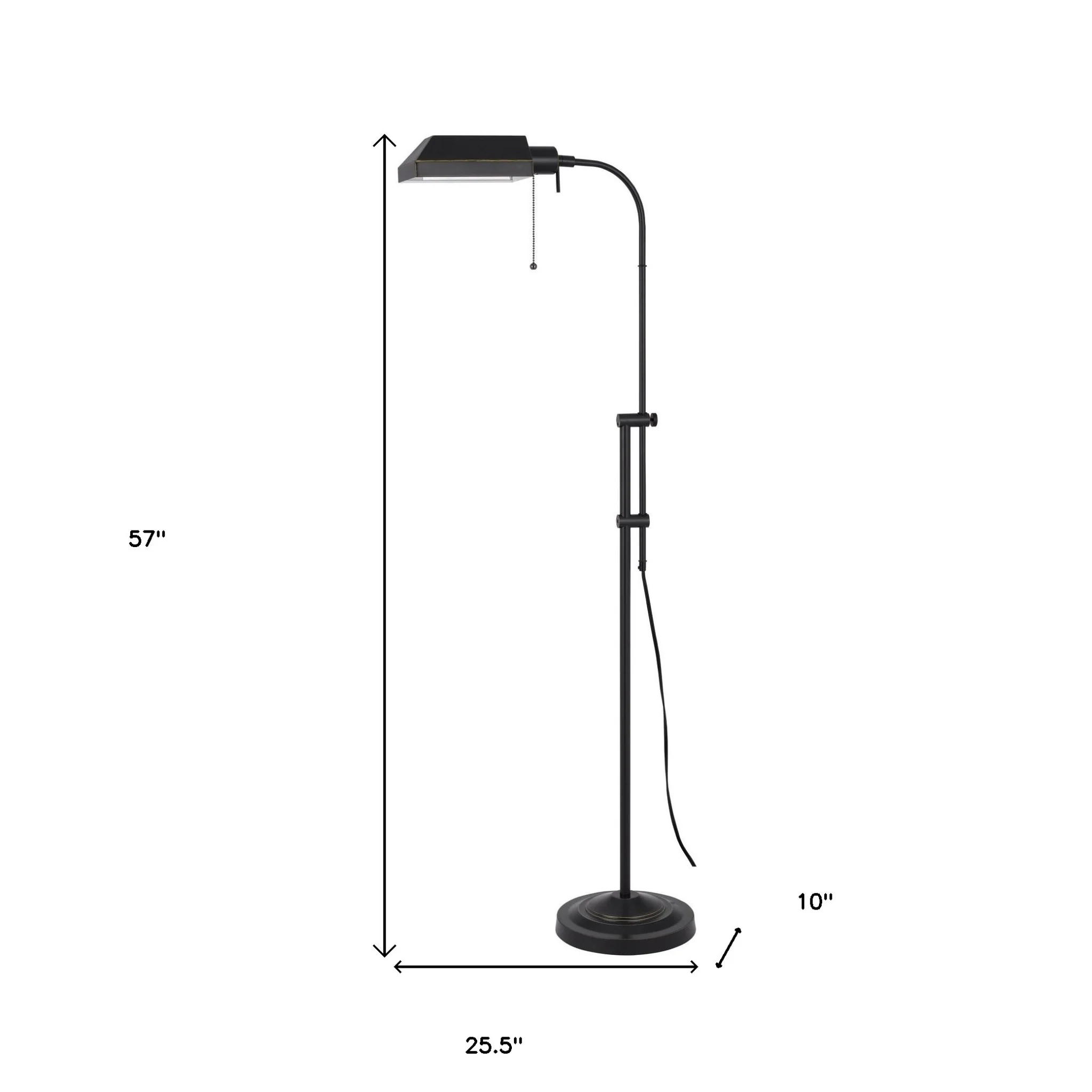 Bronze Metal Adjustable Floor Lamp With Bronze Metal Square Shade By Homeroots - Image 5