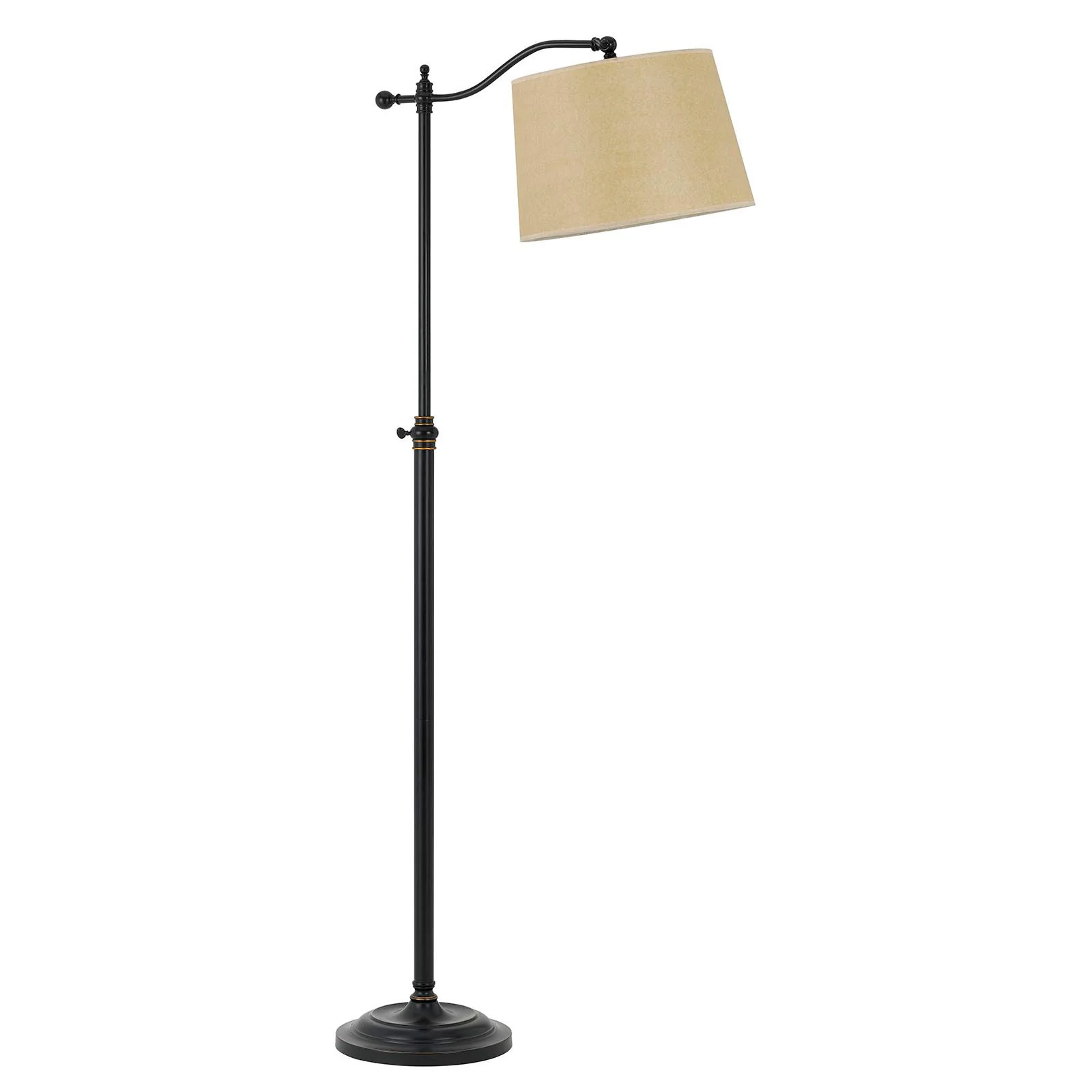 Bronze Metal Adjustable Floor Lamp With Tan Paper Square Shade By Homeroots - Image 2