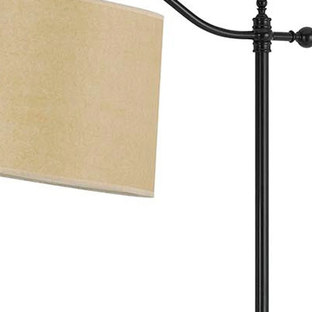 Bronze Metal Adjustable Floor Lamp With Tan Paper Square Shade By Homeroots - Image 3