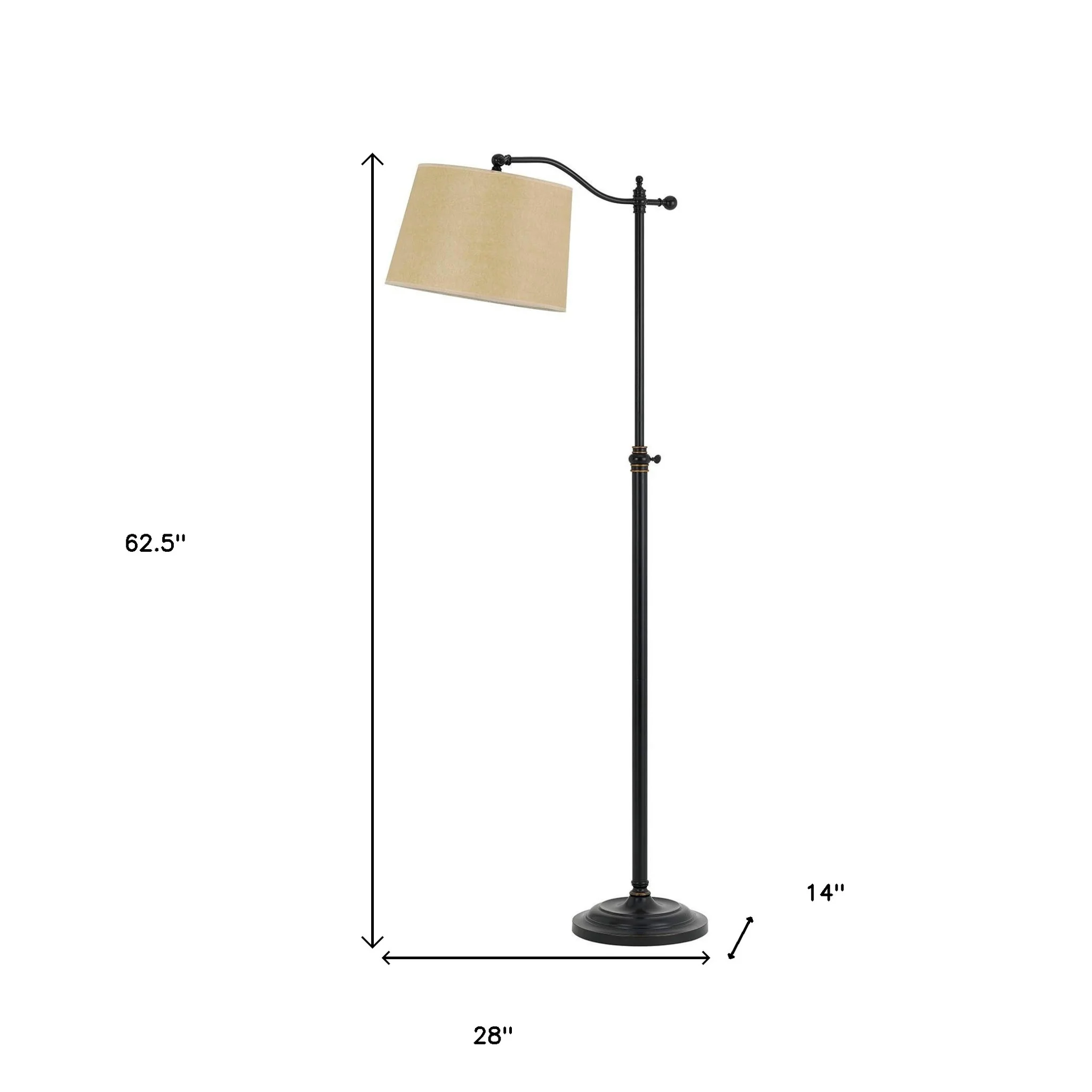 Bronze Metal Adjustable Floor Lamp With Tan Paper Square Shade By Homeroots - Image 5