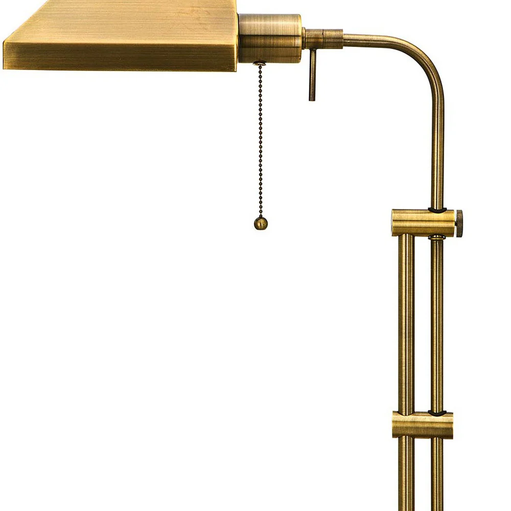 Bronze Metal Adjustable Table Lamp With Antiqued Brass Rectangular Shade By Homeroots - Image 4