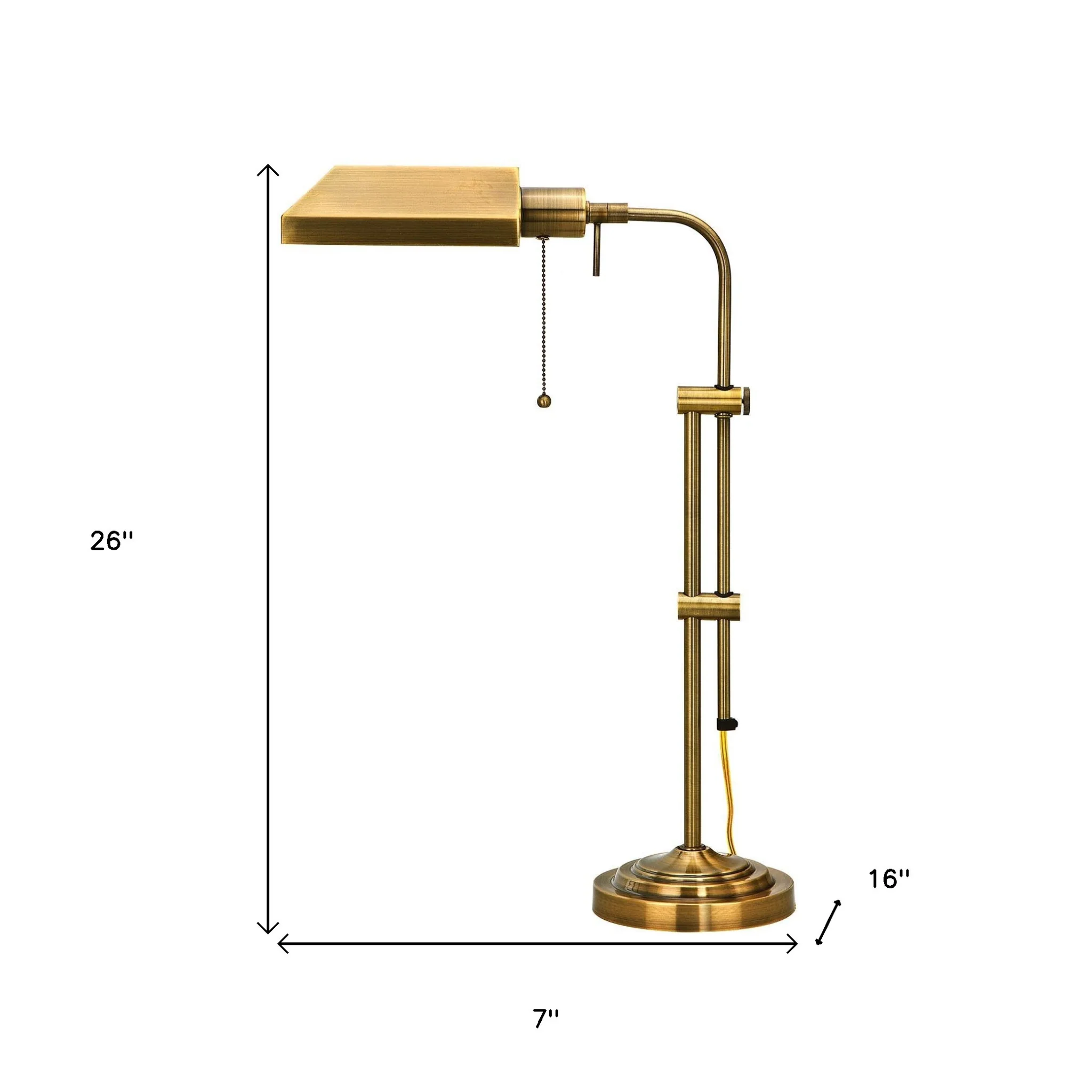 Bronze Metal Adjustable Table Lamp With Antiqued Brass Rectangular Shade By Homeroots - Image 5