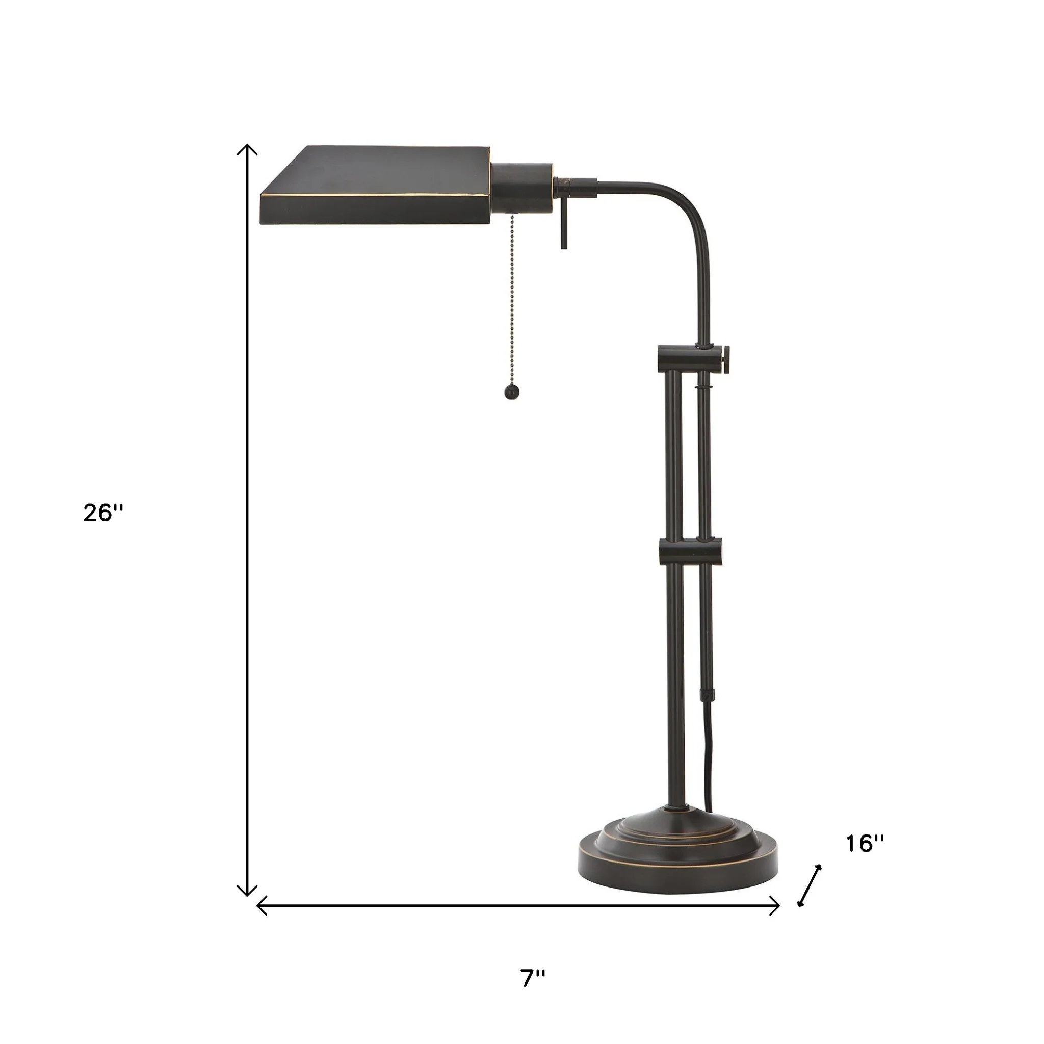 Bronze Metal Adjustable Table Lamp With Bronze Rectangular Shade By Homeroots - Image 5