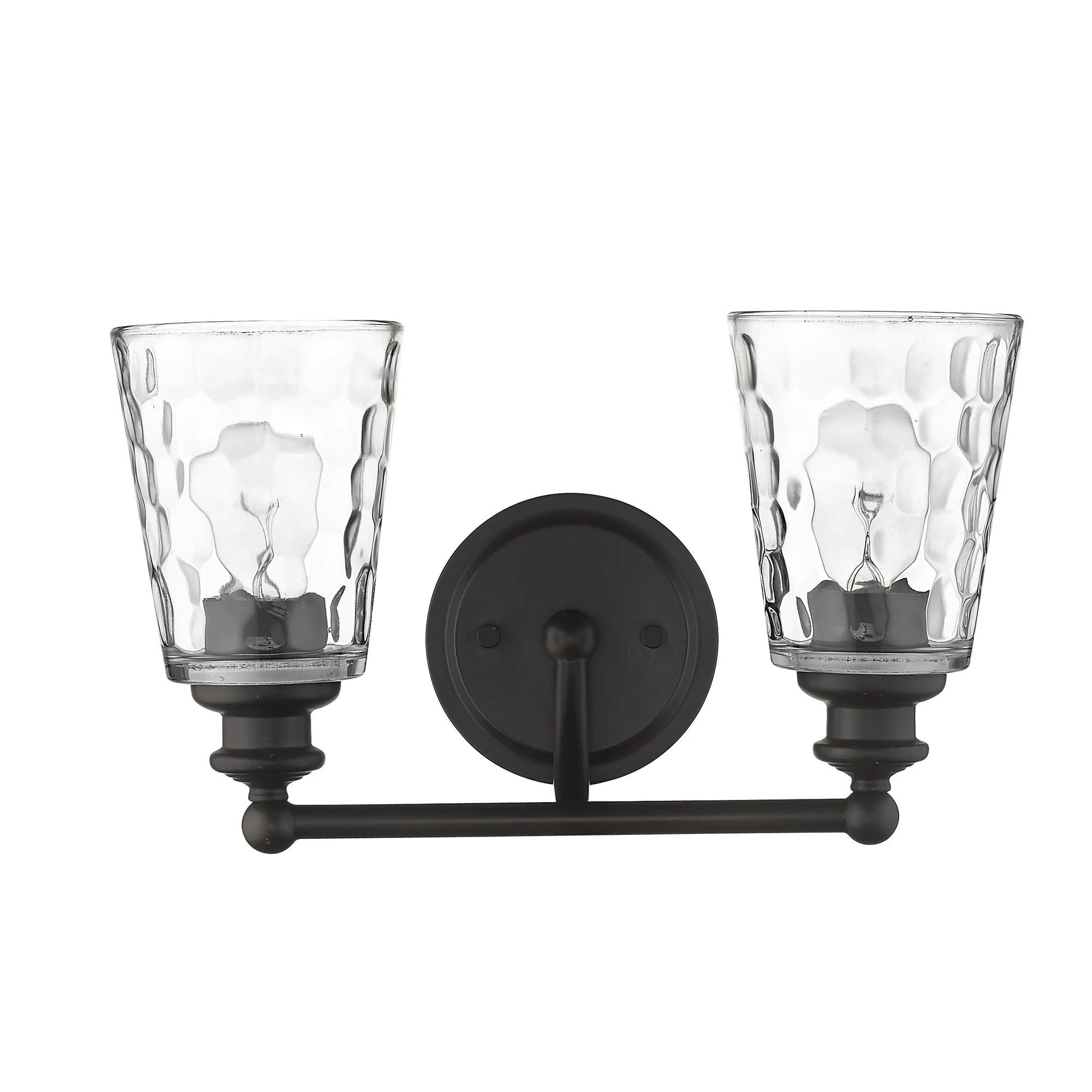 Bronze Metal and Pebbled Glass Two Light Wall Light By Homeroots - Image 3