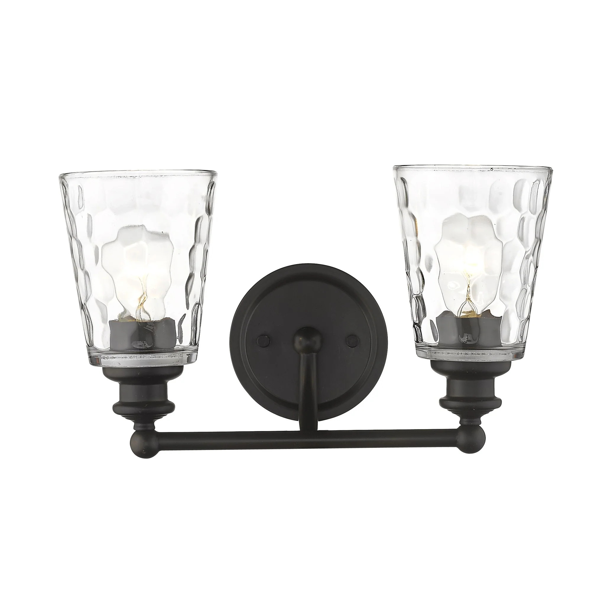 Bronze Metal and Pebbled Glass Two Light Wall Light By Homeroots - Image 4