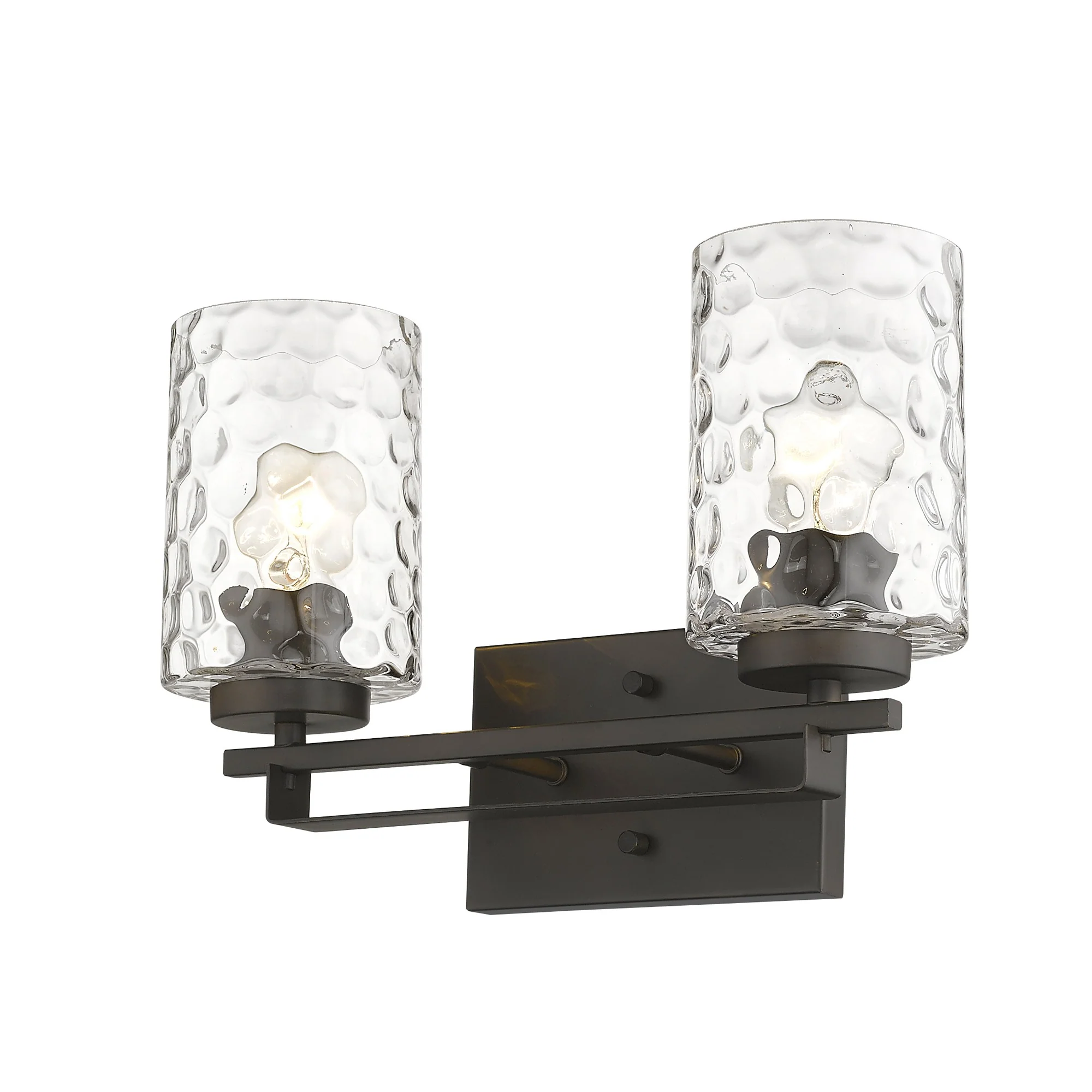 Bronze Metal and Pebbled Glass Two Light Wall Sconce By Homeroots - Image 2