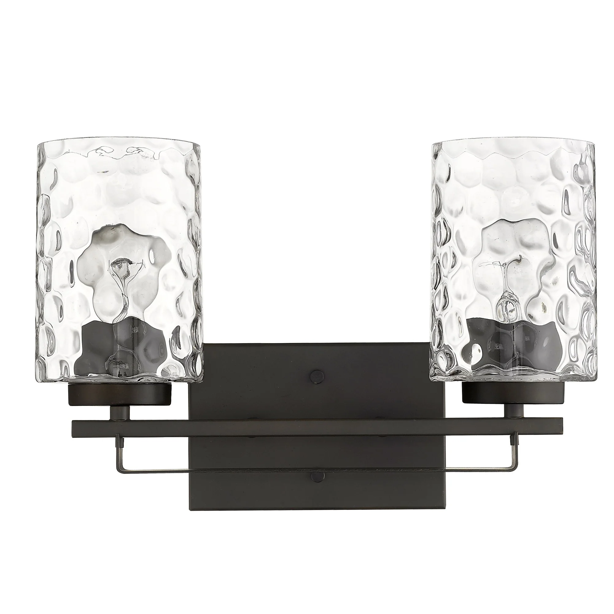 Bronze Metal and Pebbled Glass Two Light Wall Sconce By Homeroots - Image 3