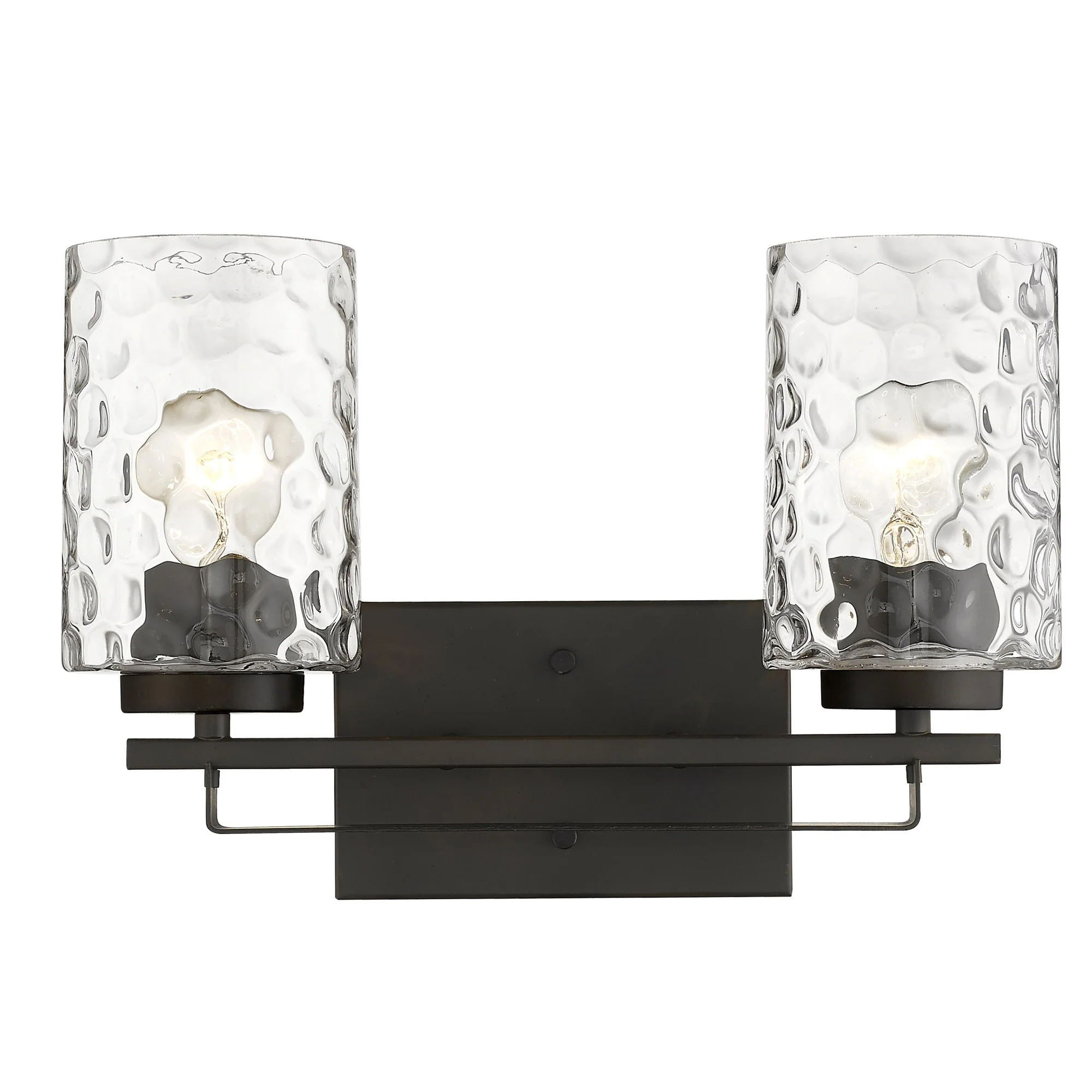 Bronze Metal and Pebbled Glass Two Light Wall Sconce By Homeroots - Image 4