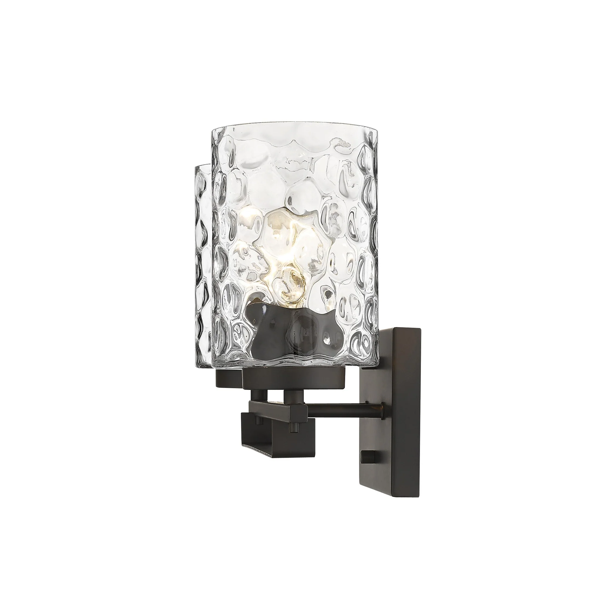 Bronze Metal and Pebbled Glass Two Light Wall Sconce By Homeroots - Image 5