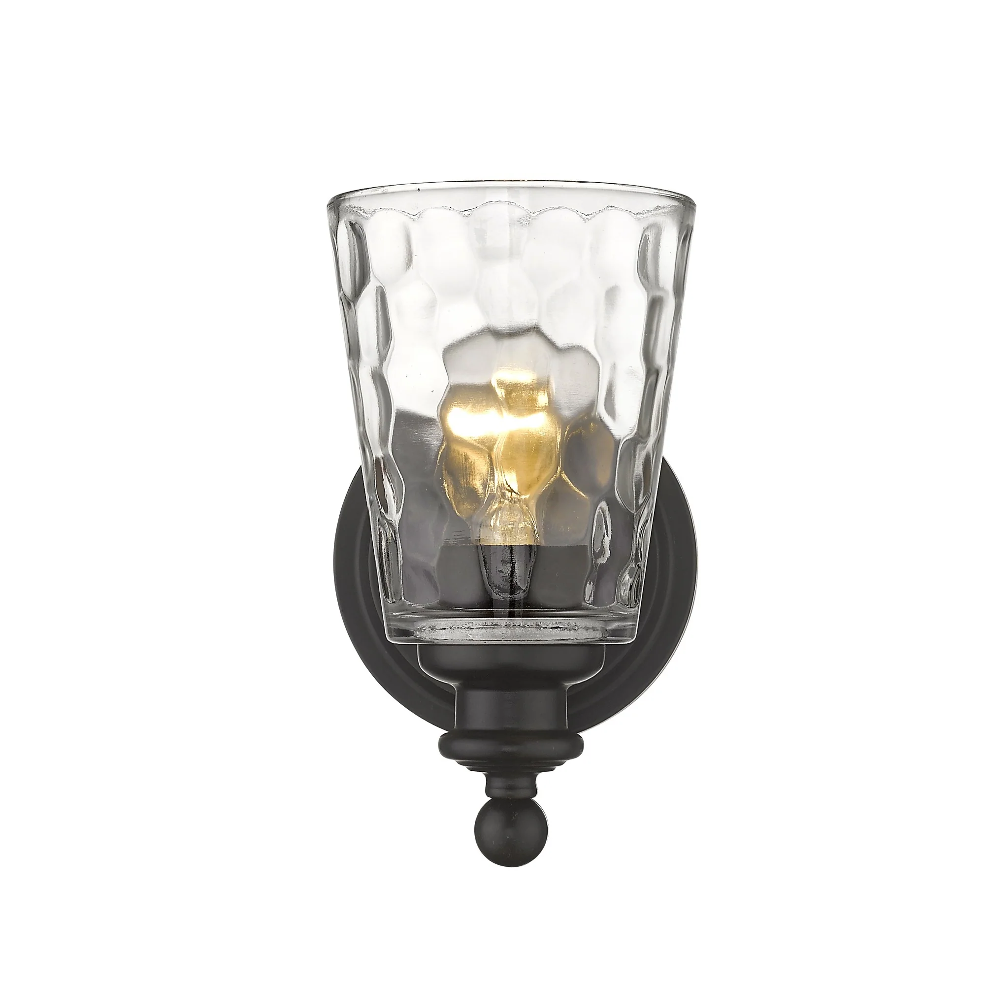 Bronze Metal and Pebbled Glass Wall Light By Homeroots - Image 4