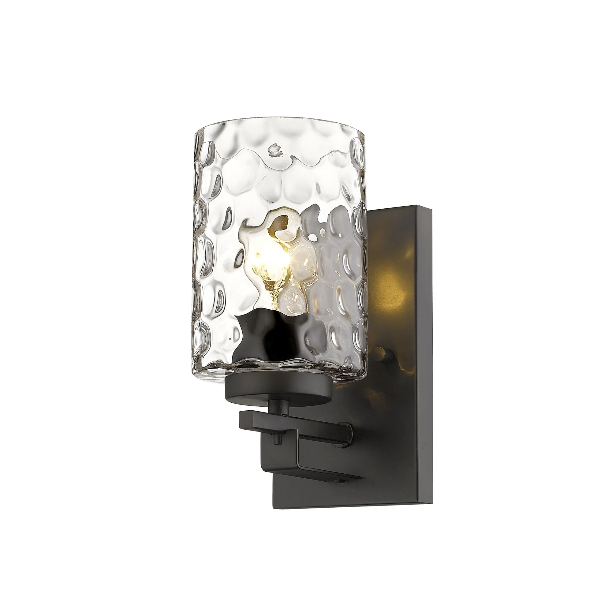 Bronze Metal and Pebbled Glass Wall Sconce By Homeroots - Image 2