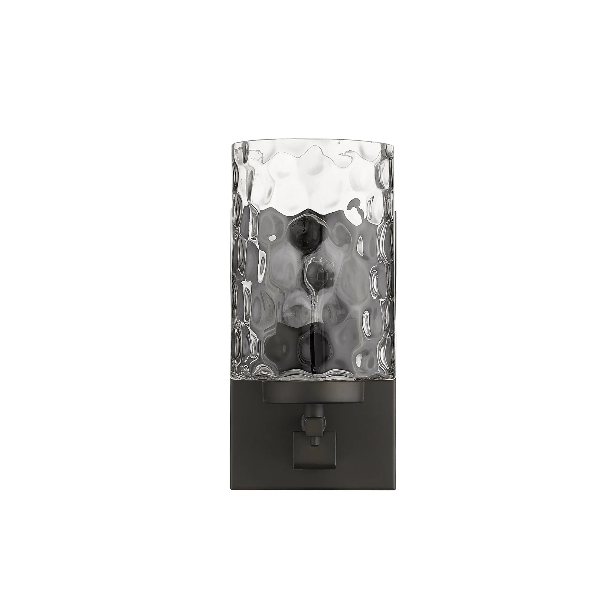 Bronze Metal and Pebbled Glass Wall Sconce By Homeroots - Image 3