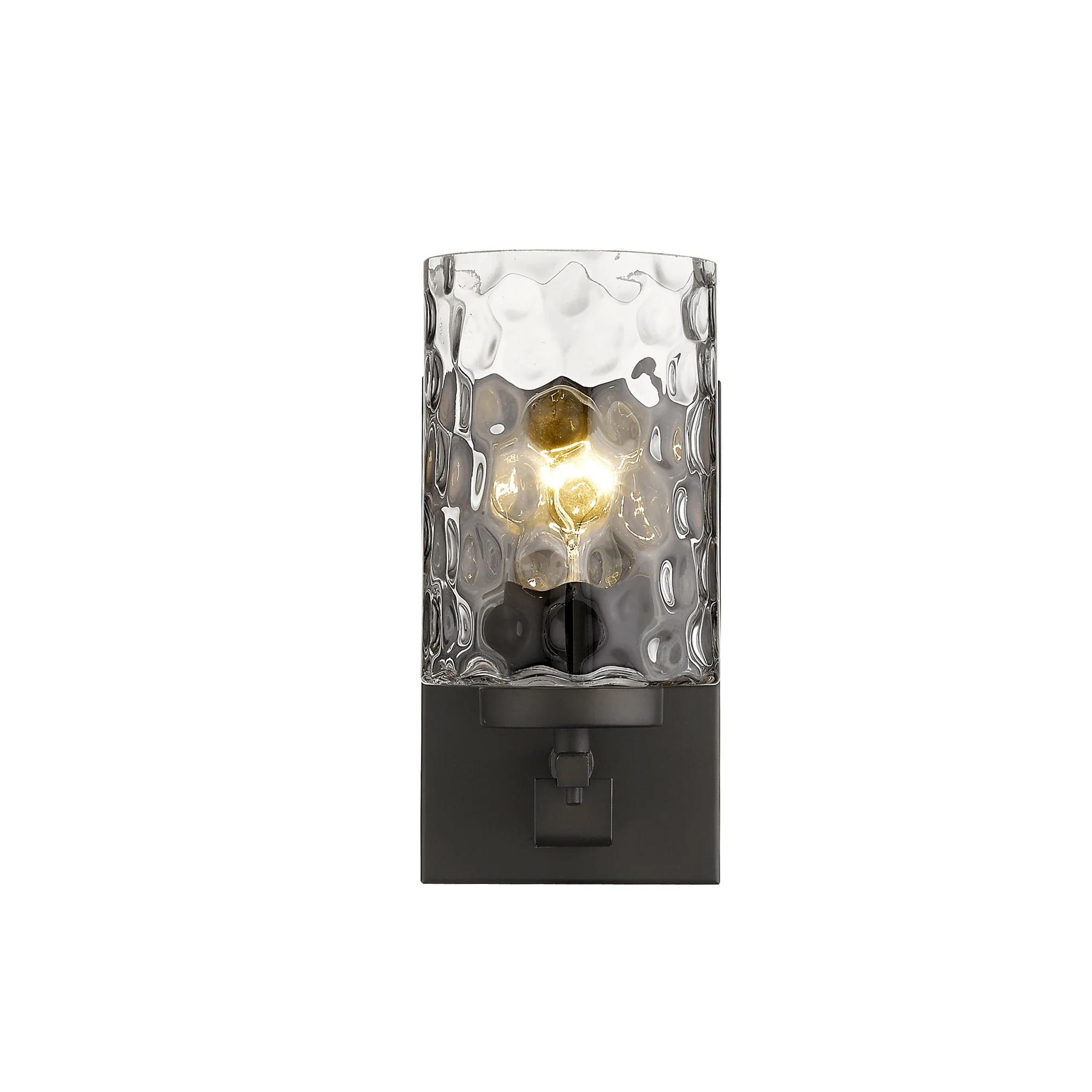 Bronze Metal and Pebbled Glass Wall Sconce By Homeroots - Image 4
