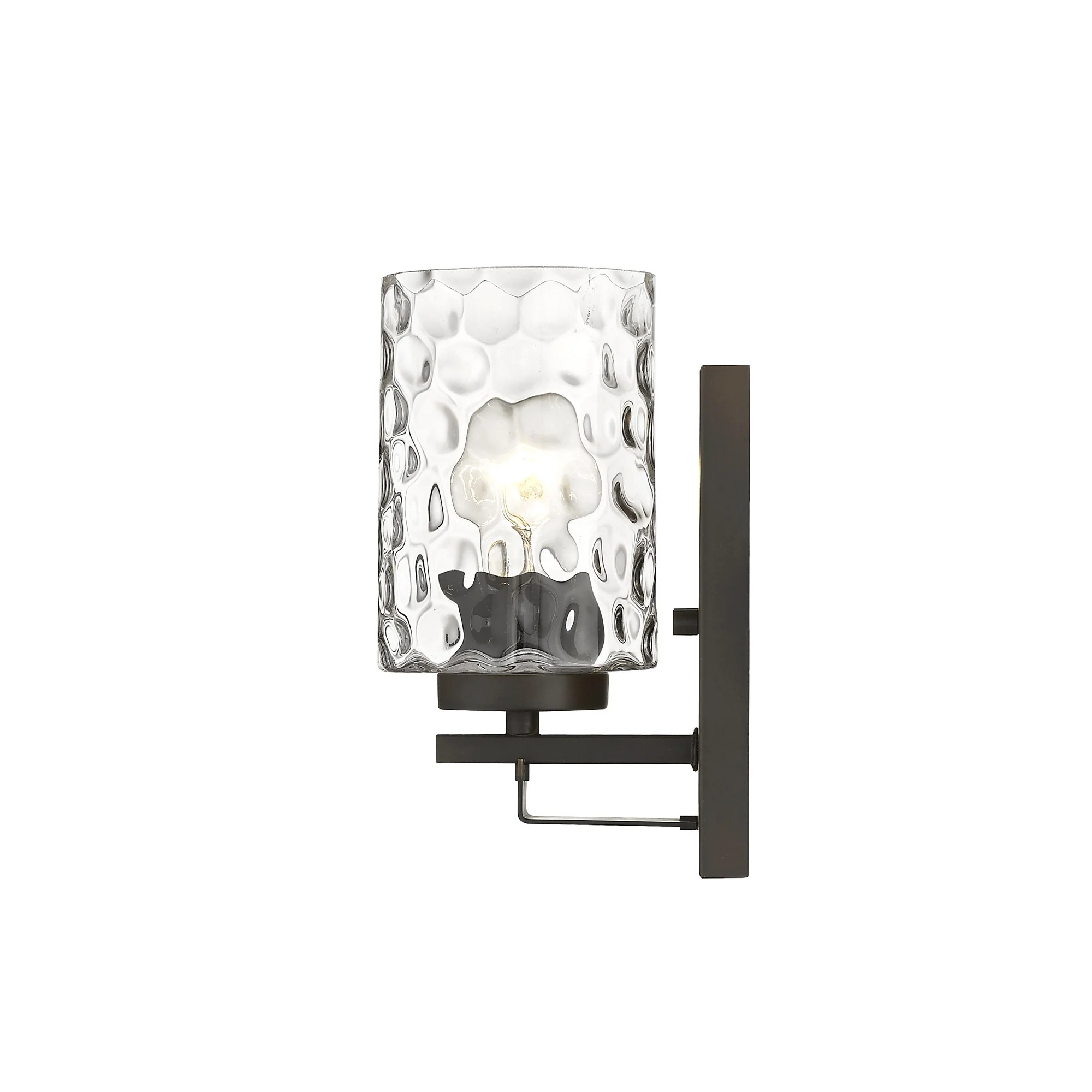 Bronze Metal and Pebbled Glass Wall Sconce By Homeroots - Image 5