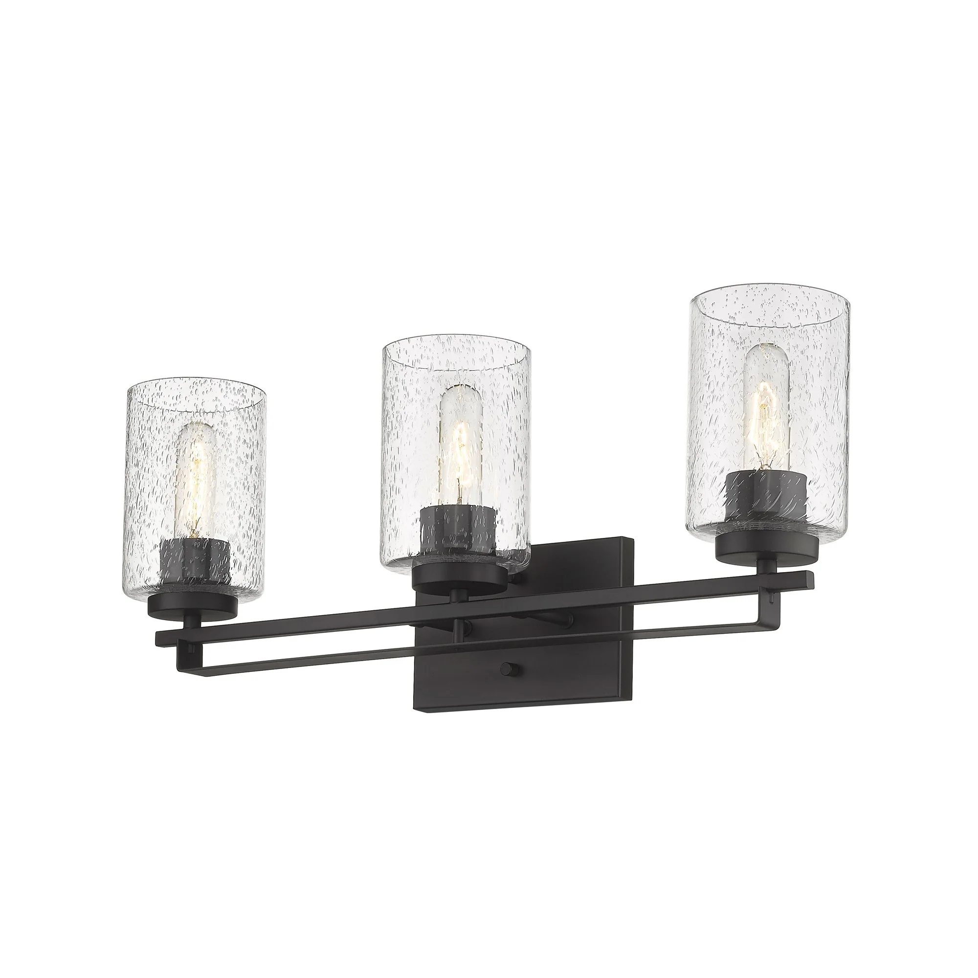 Bronze Metal and Textured Glass Three Light Wall Sconce By Homeroots - Image 2