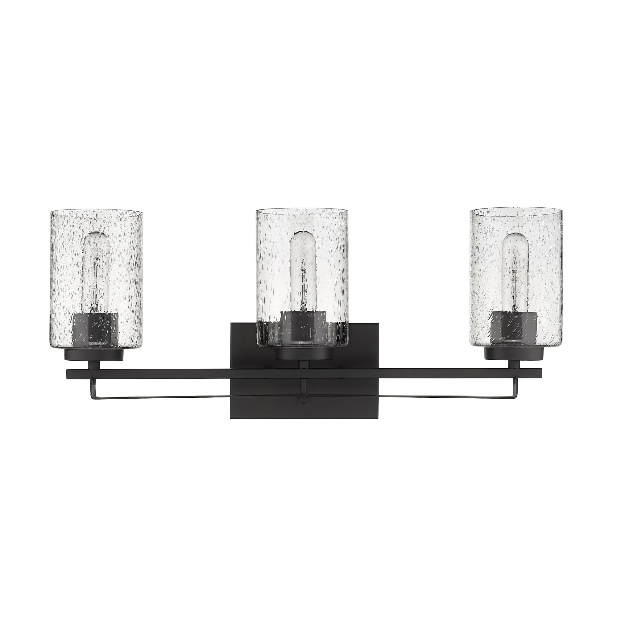 Bronze Metal and Textured Glass Three Light Wall Sconce By Homeroots - Image 3