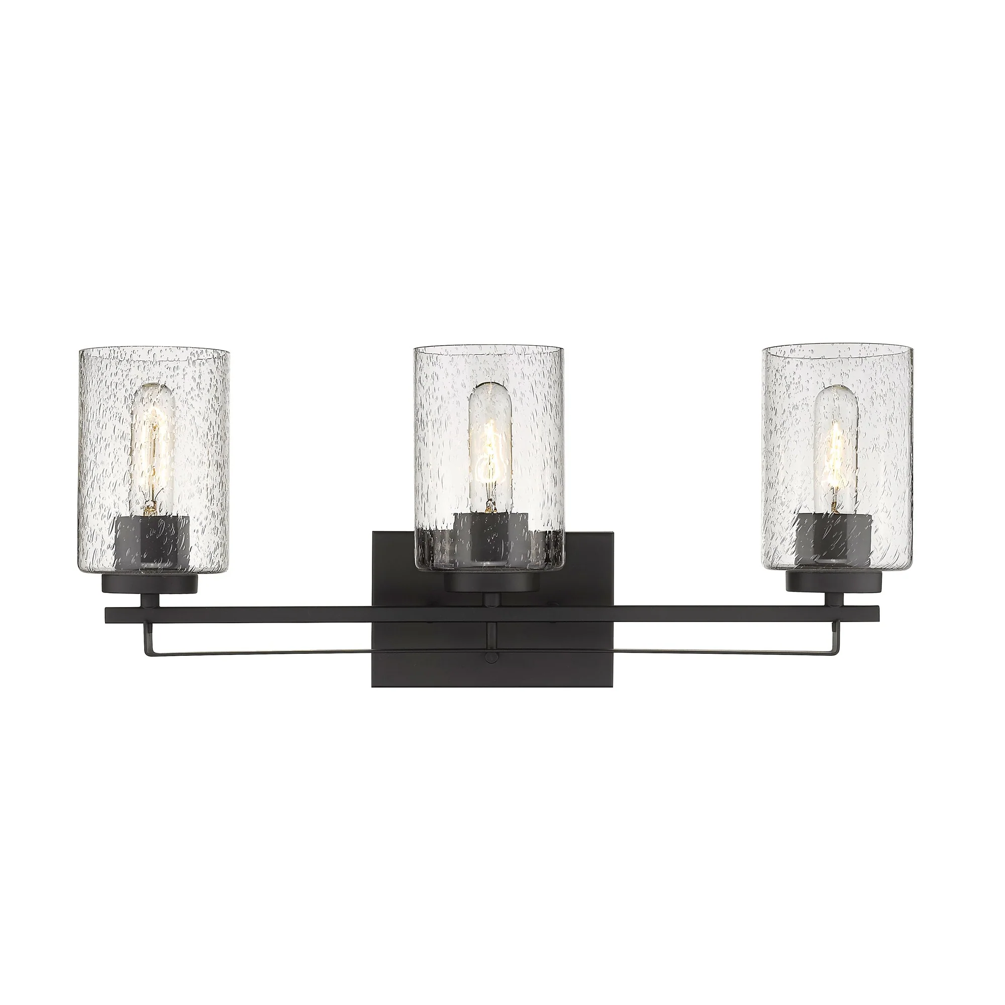 Bronze Metal and Textured Glass Three Light Wall Sconce By Homeroots - Image 4