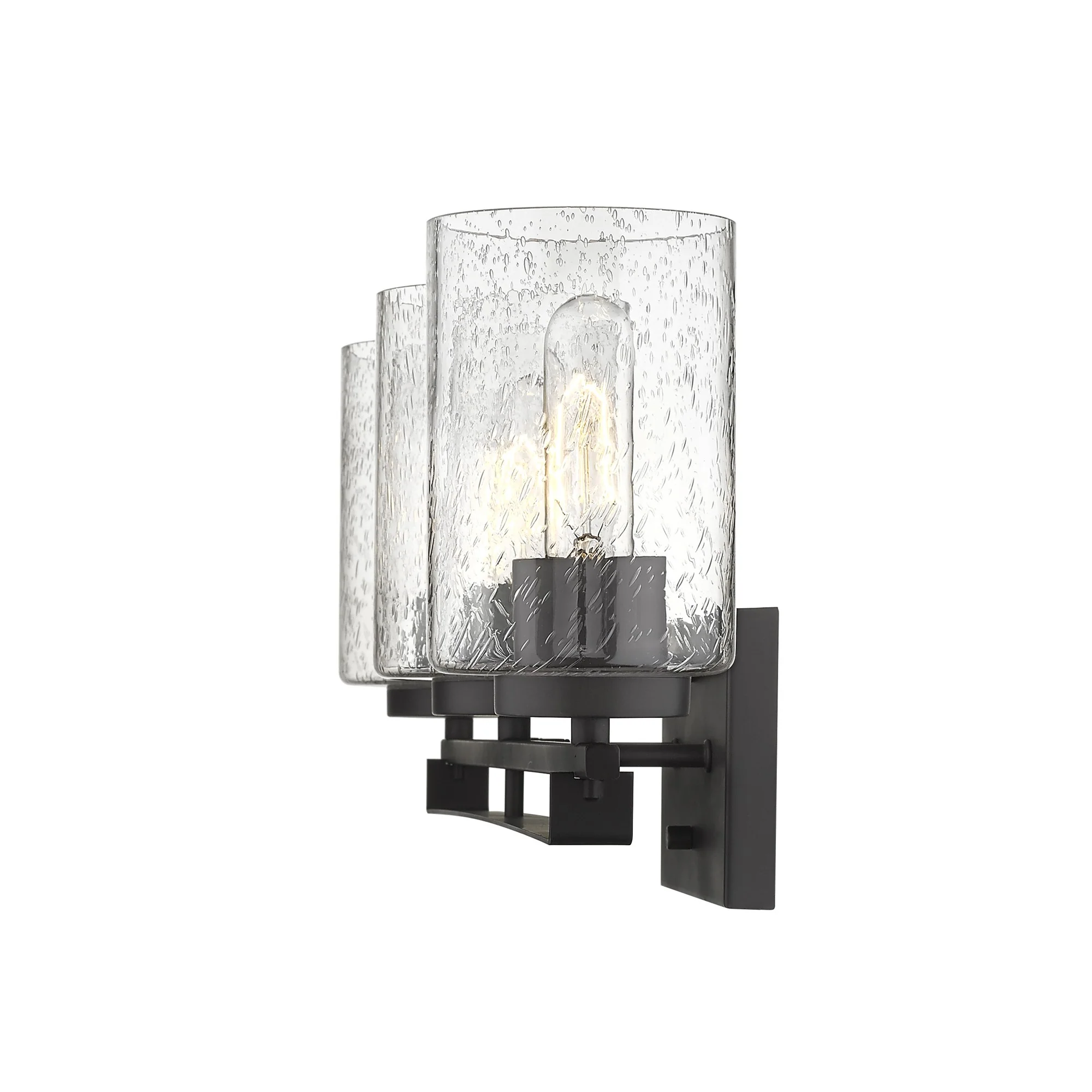 Bronze Metal and Textured Glass Three Light Wall Sconce By Homeroots - Image 5
