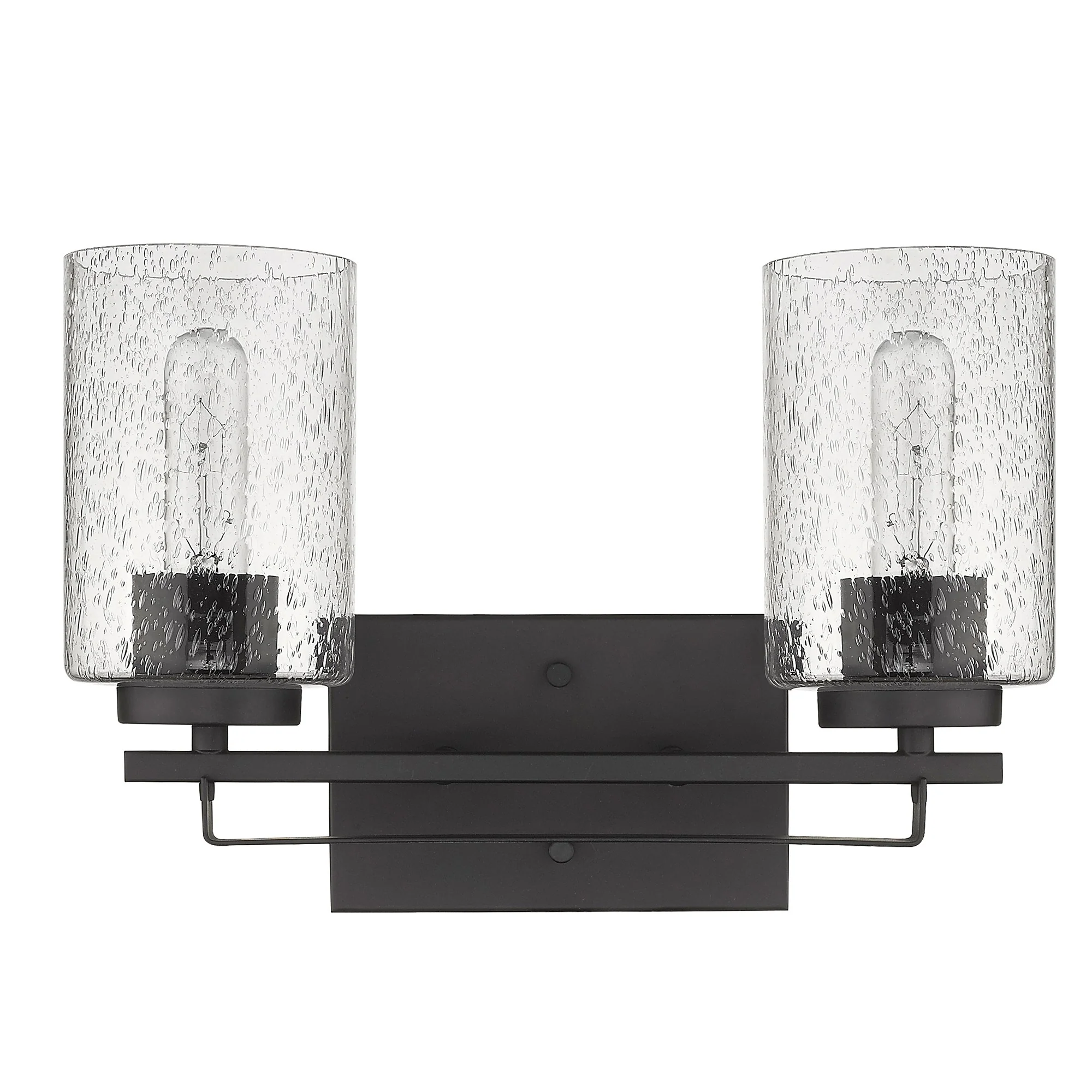 Bronze Metal and Textured Glass Two Light Wall Sconce By Homeroots - Image 2