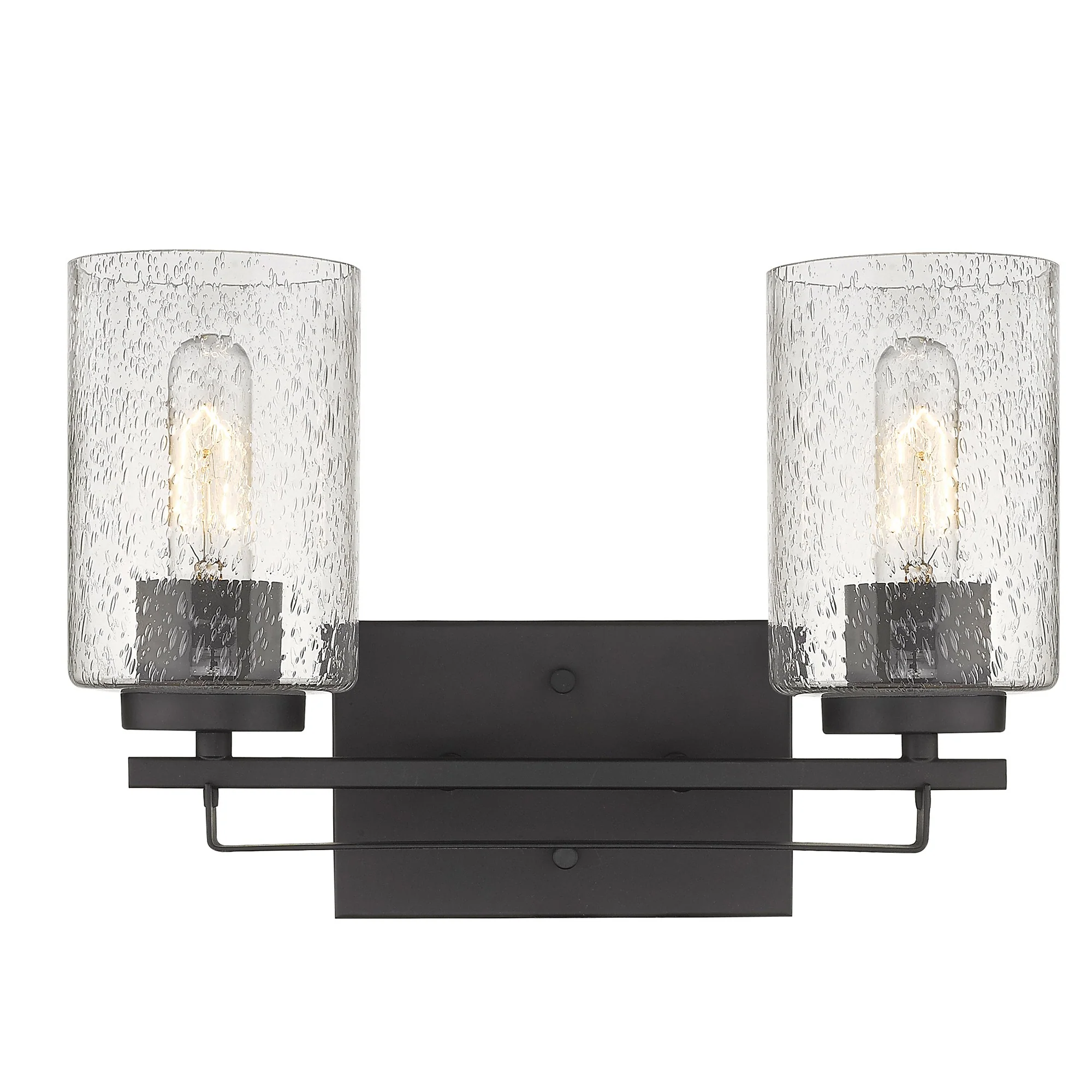 Bronze Metal and Textured Glass Two Light Wall Sconce By Homeroots - Image 3