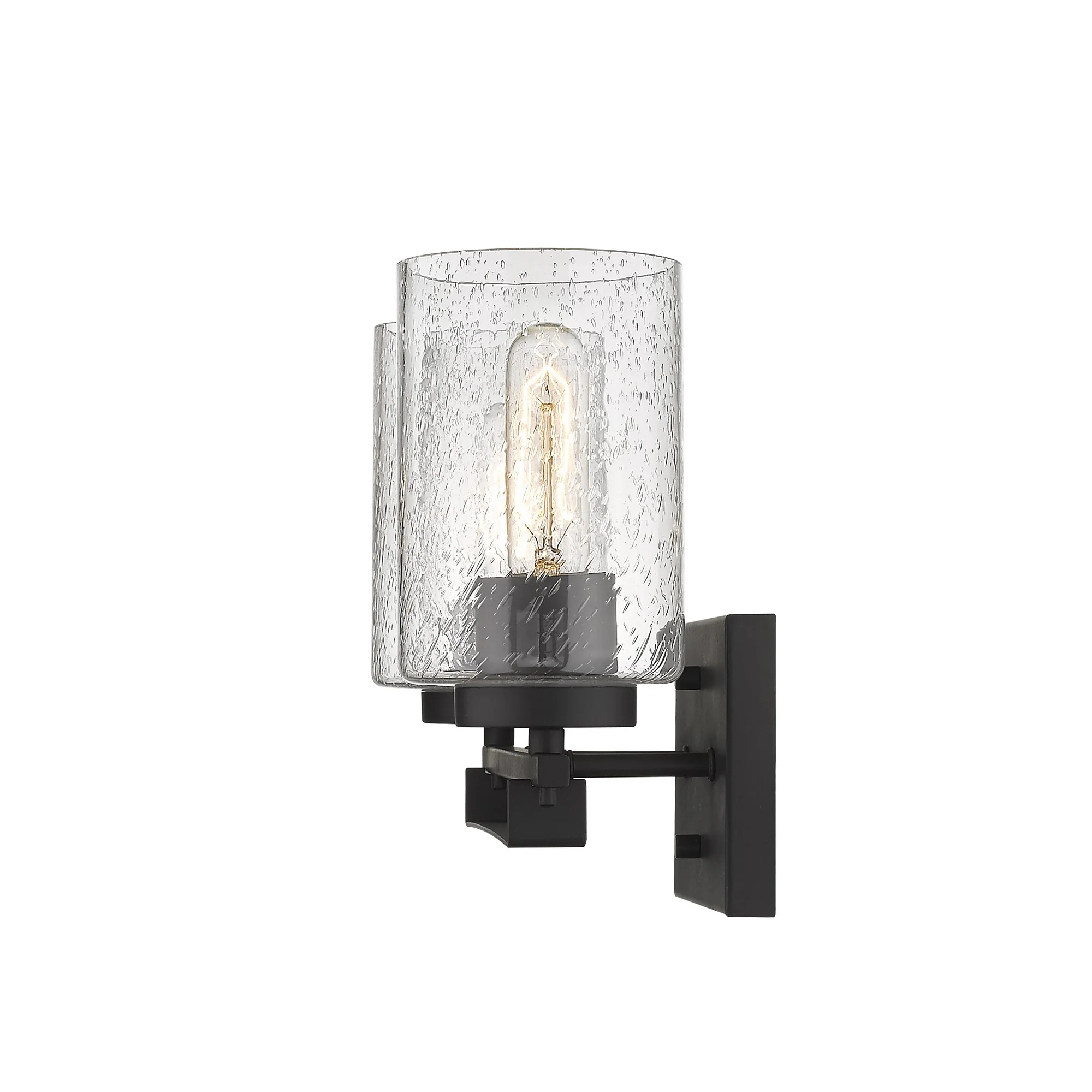 Bronze Metal and Textured Glass Two Light Wall Sconce By Homeroots - Image 4
